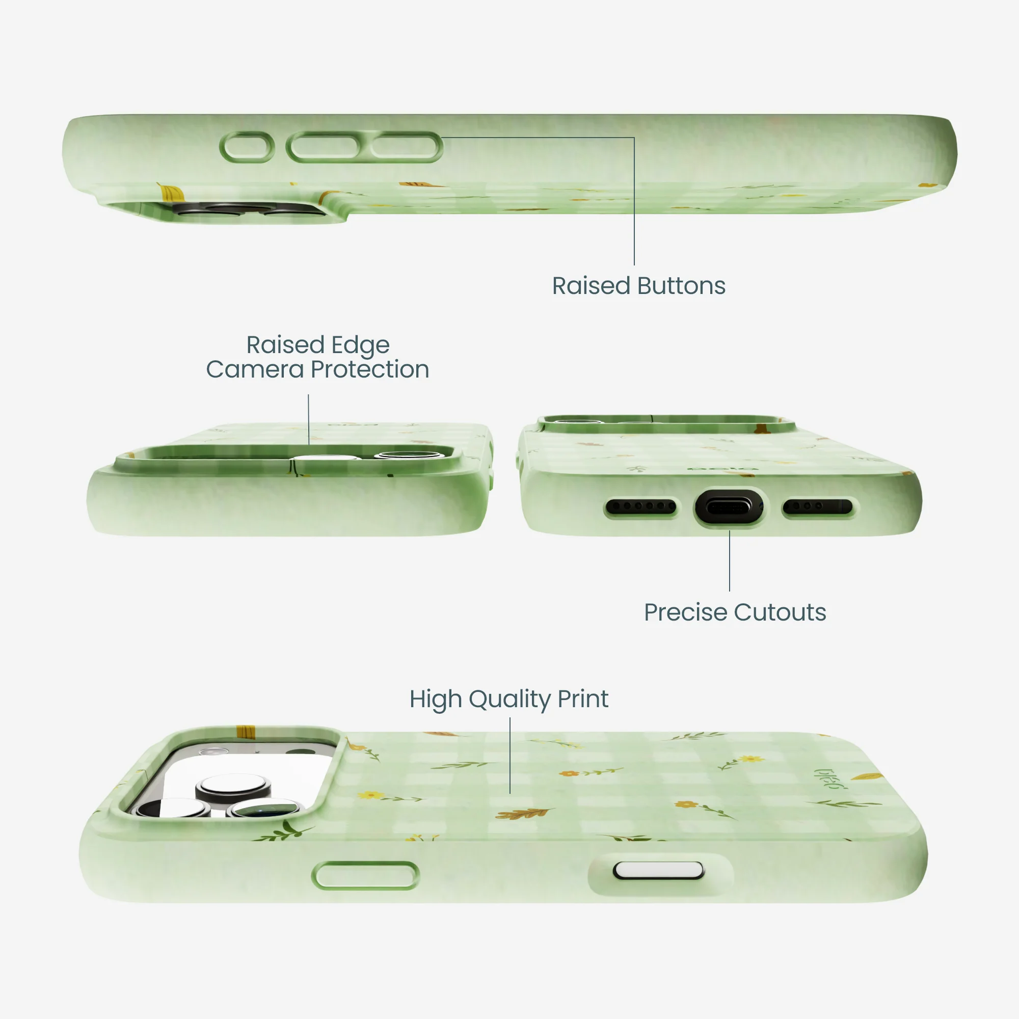 Sage Green Fall Gingham iPhone 17 Pro Max Case - Image 3