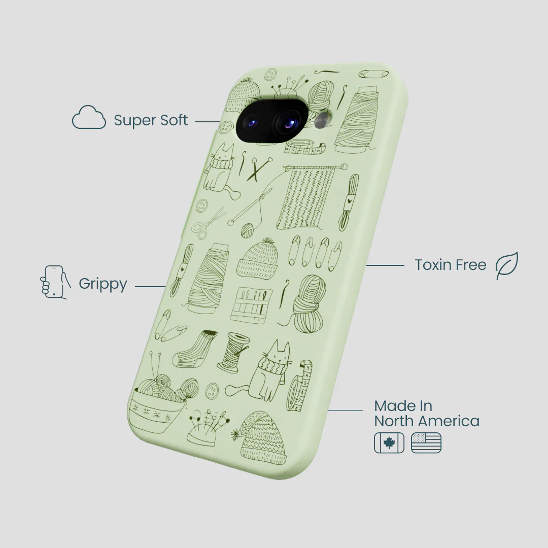Sage Green Knit Nook Google Pixel 9a Case - Image 3