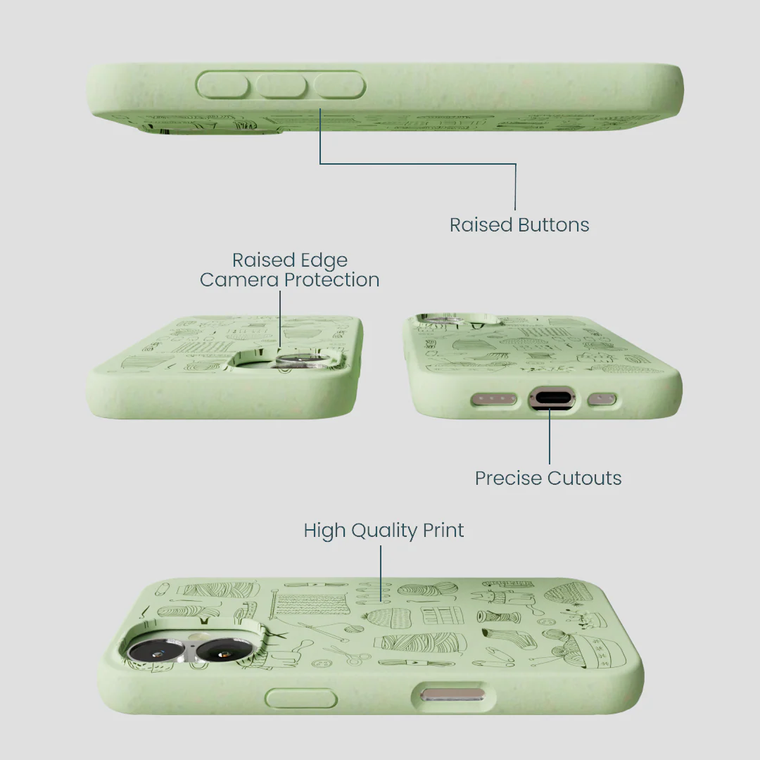 Sage Green Knit Nook iPhone 16 Case - Image 3