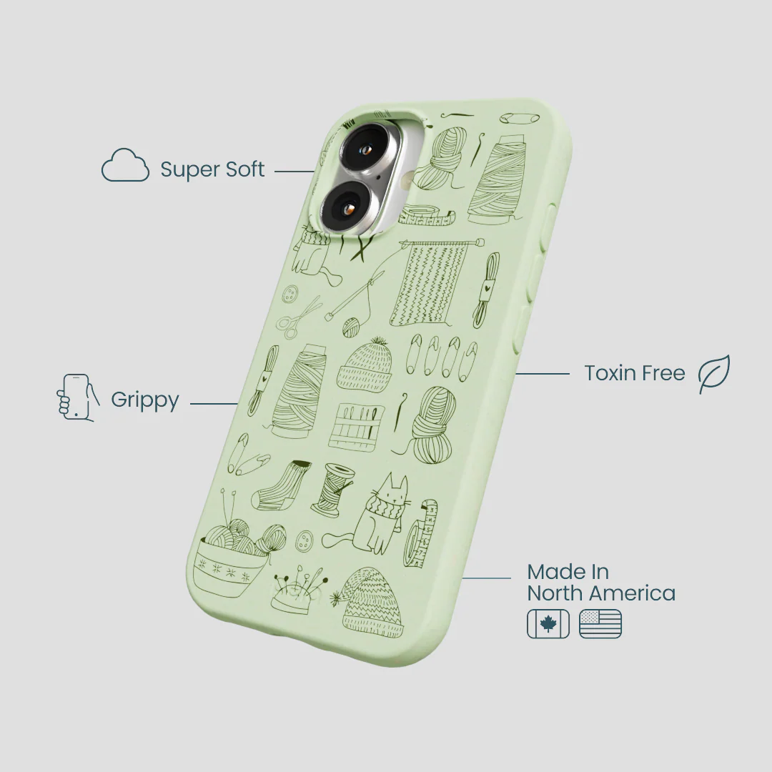 Sage Green Knit Nook iPhone 16 Case - Image 4