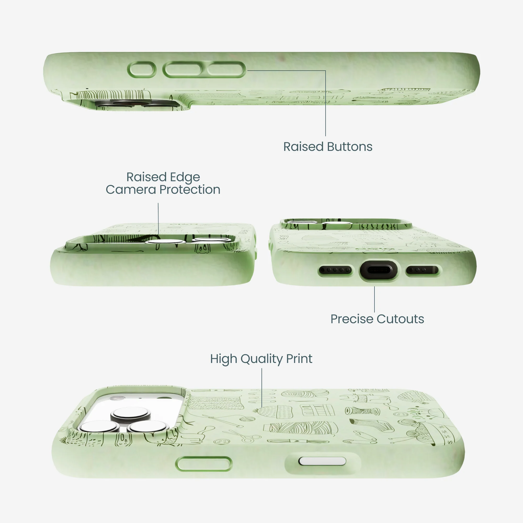 Sage Green Knit Nook iPhone 17 Pro Case - Image 3