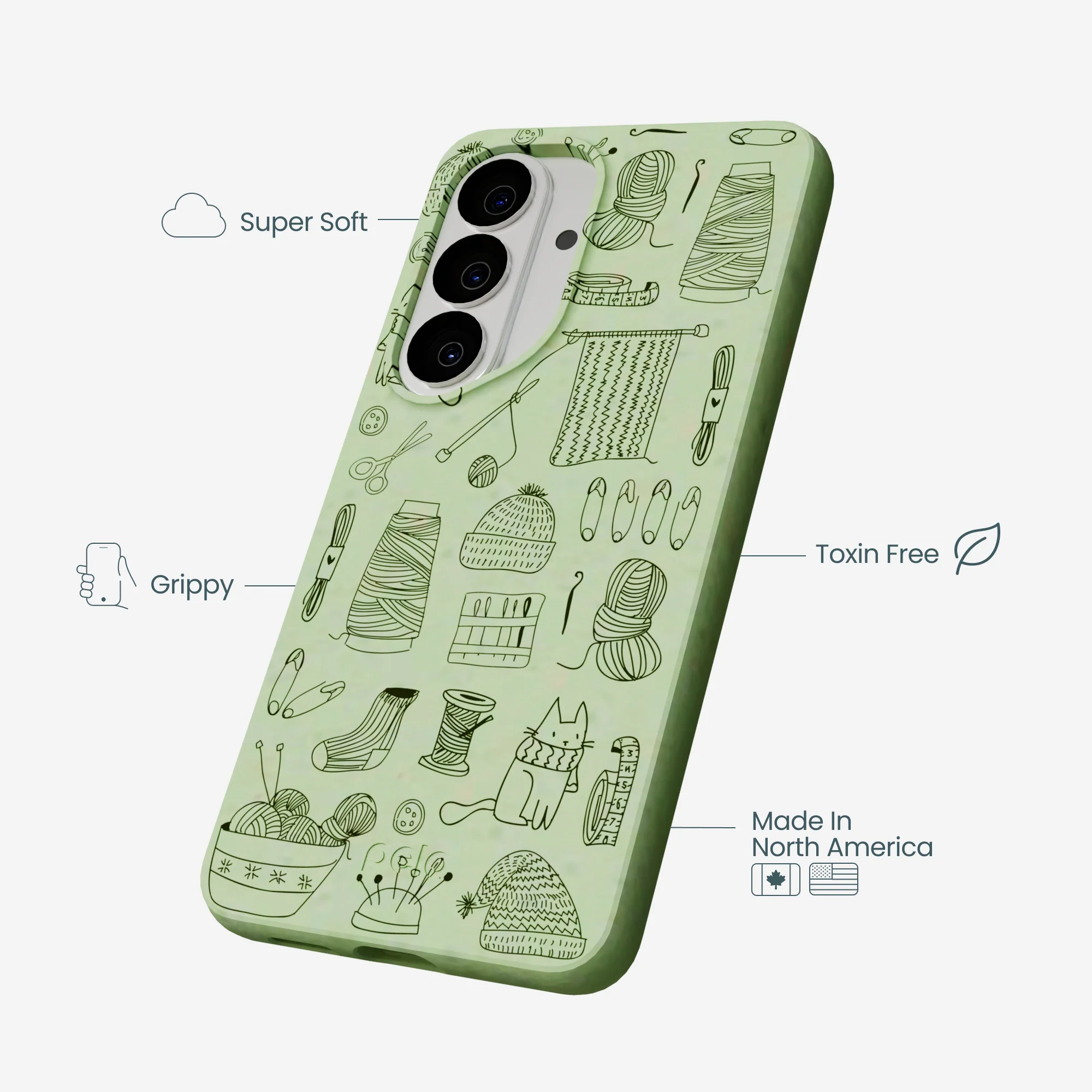 Sage Green Knit Nook Samsung Galaxy S26 Case - Image 3