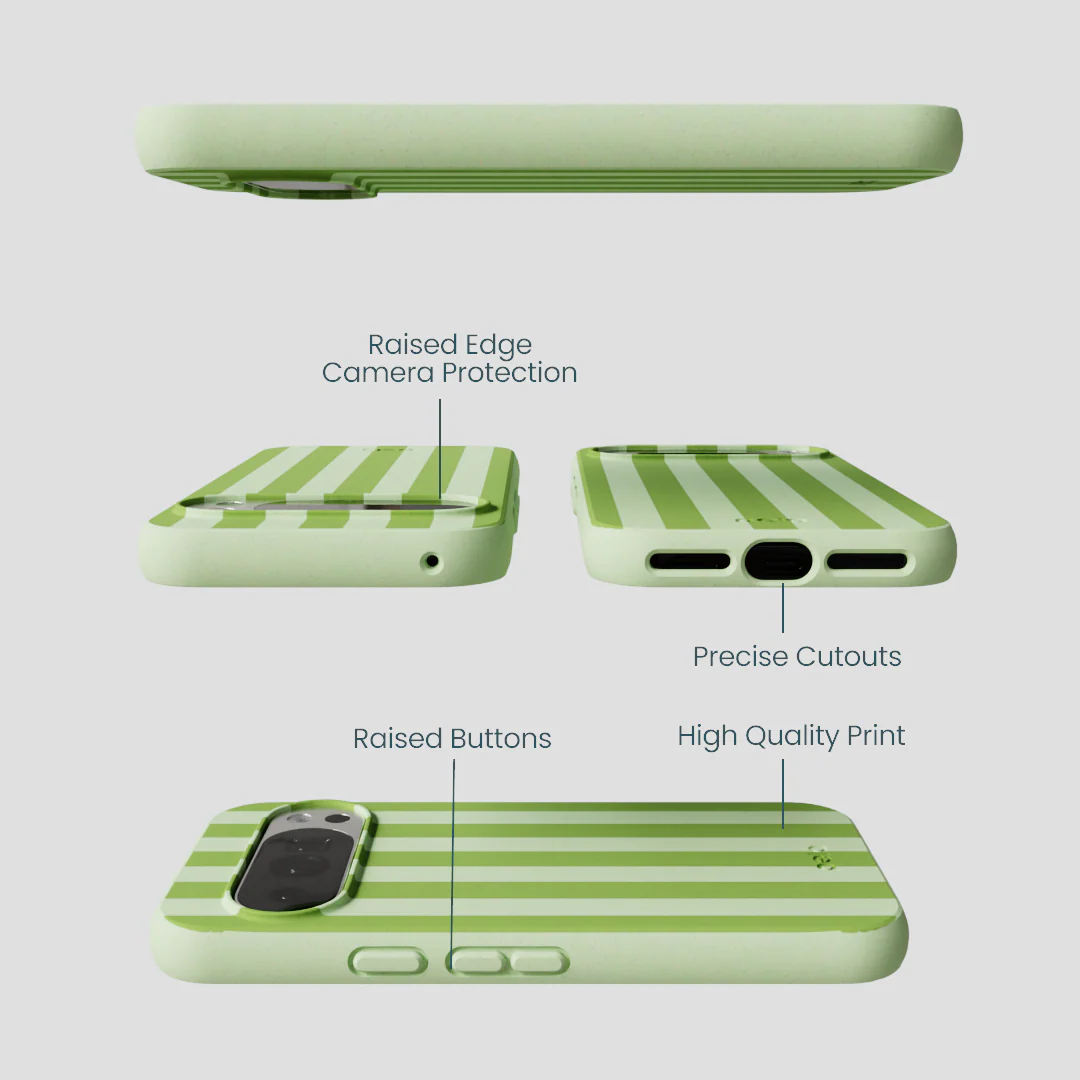 Sage Green Meadow Stripes Google Pixel 10/10 Pro Case - Image 2