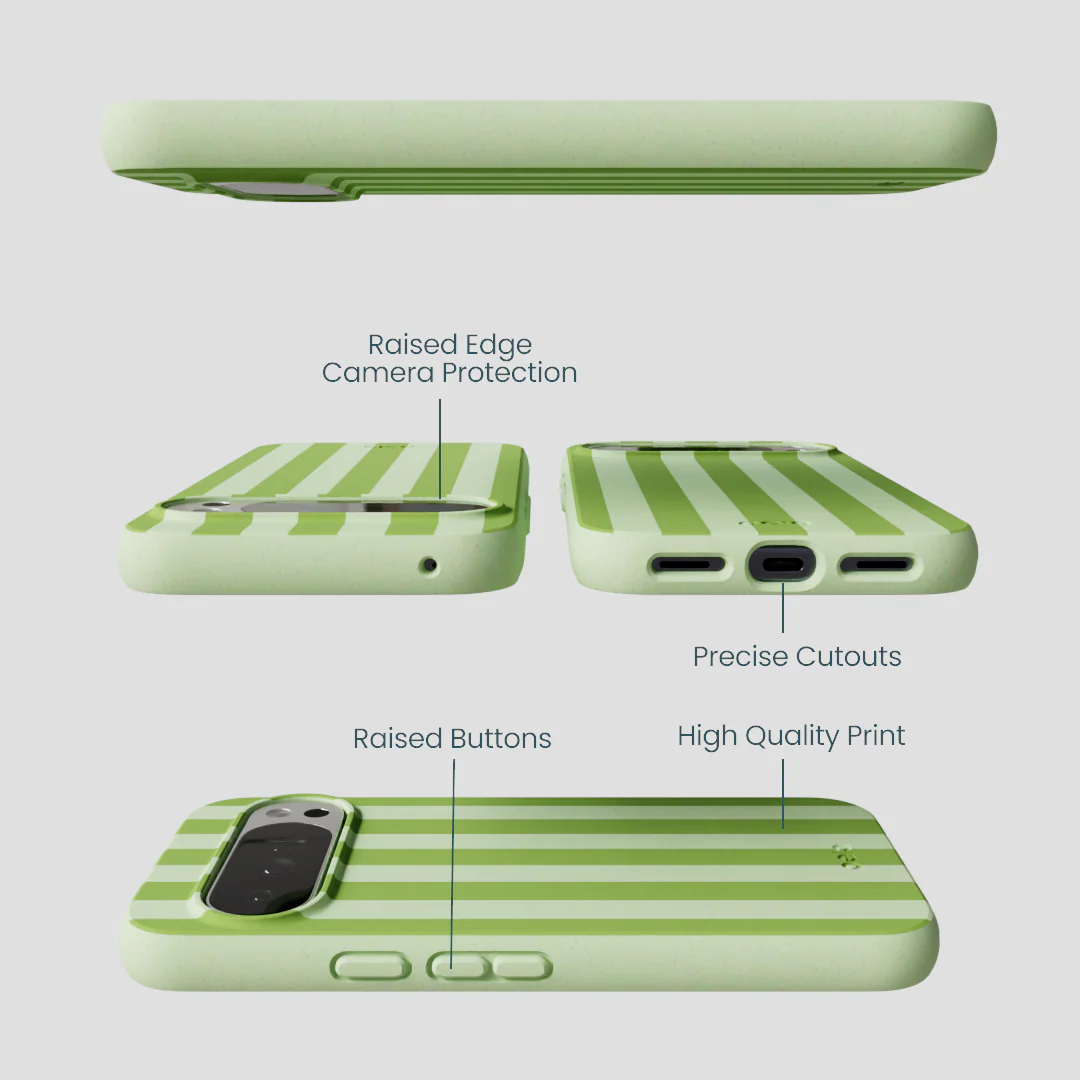 Sage Green Meadow Stripes Google Pixel 10 Pro XL Case - Image 2