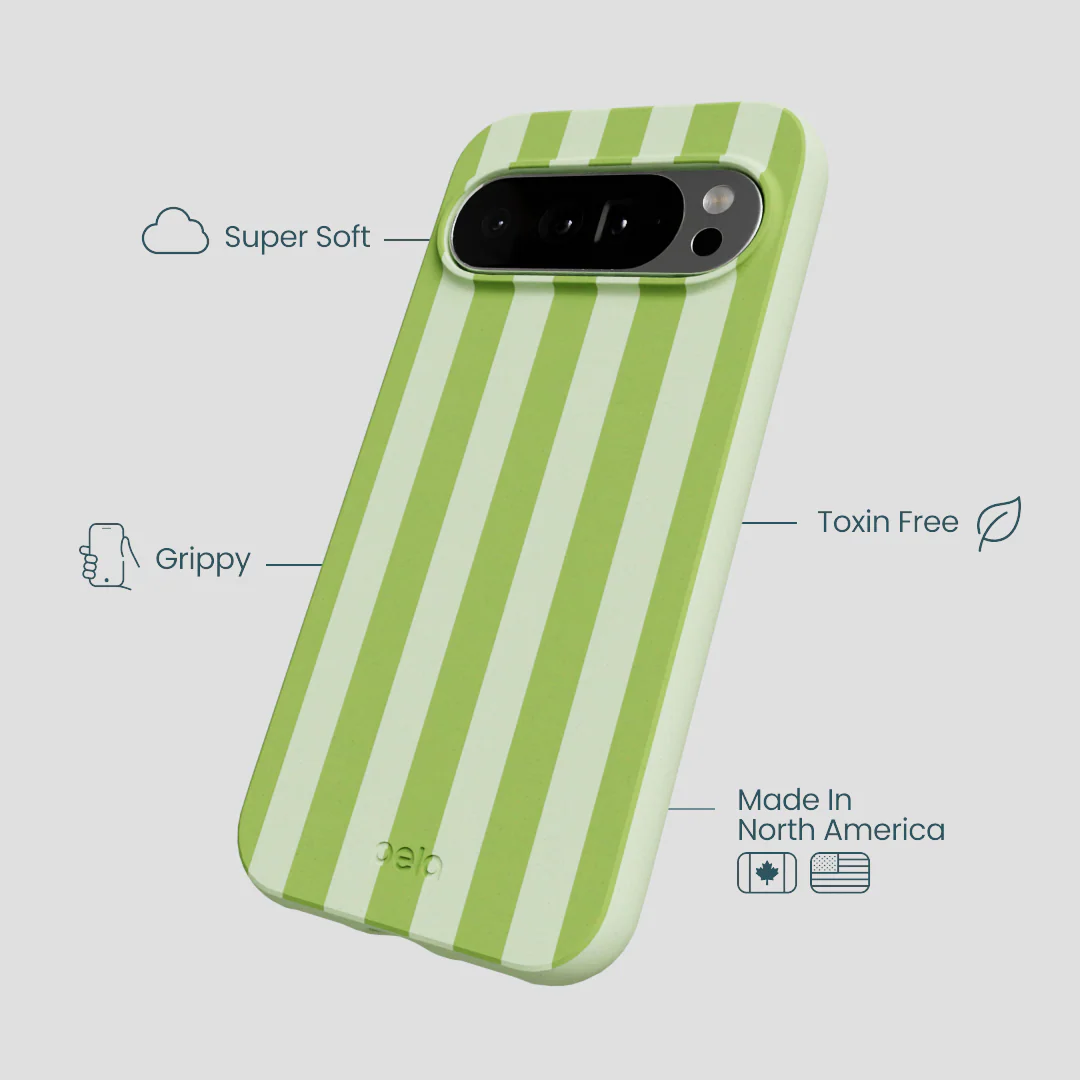 Sage Green Meadow Stripes Google Pixel 10 Pro XL Case - Image 3