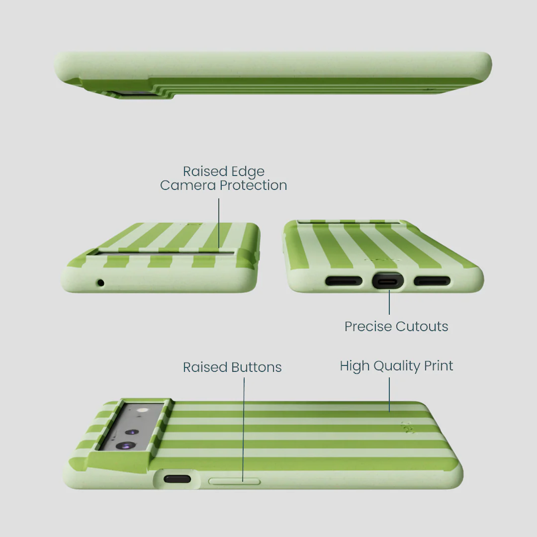 Sage Green Meadow Stripes Google Pixel 6a Case - Image 2