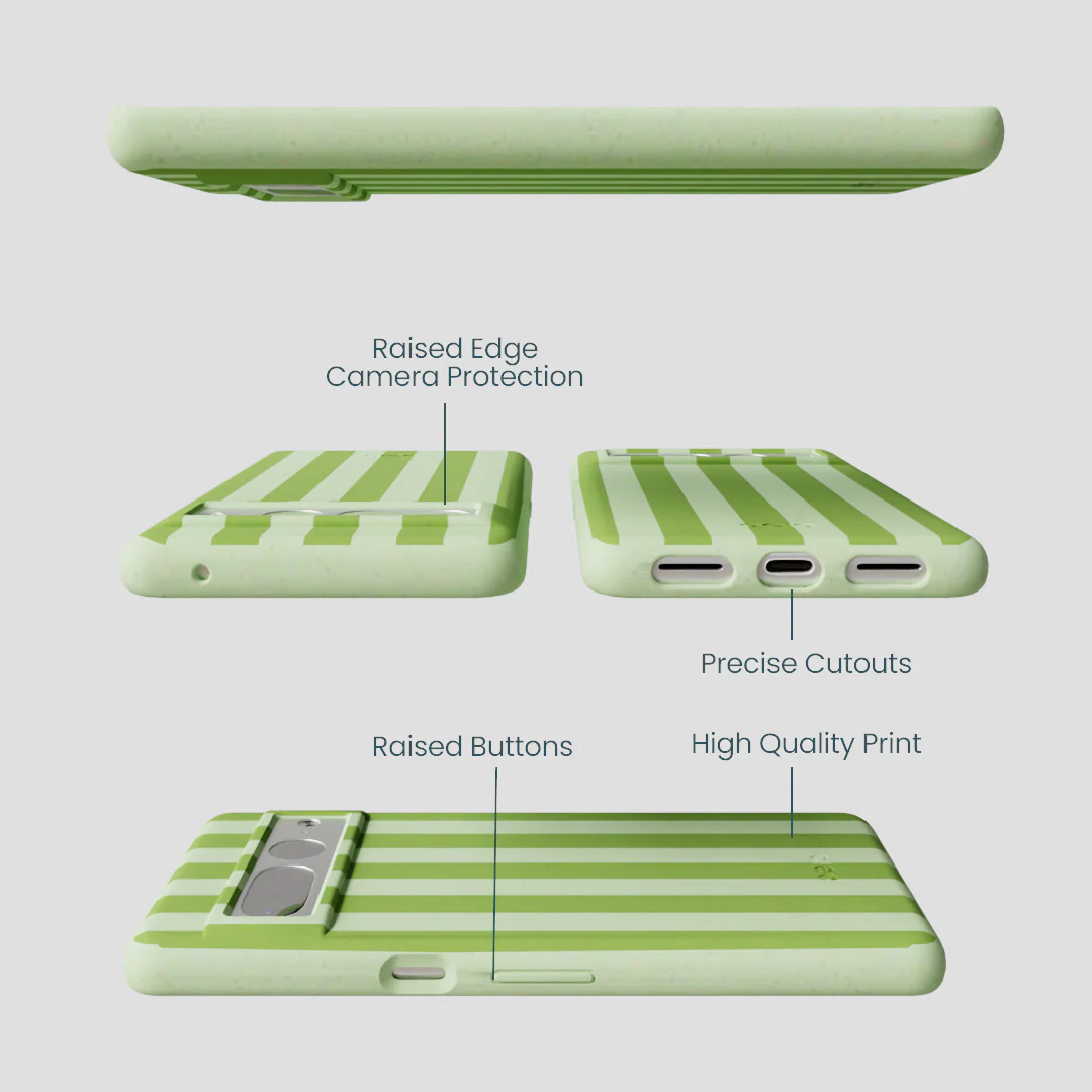 Sage Green Meadow Stripes Google Pixel 7 Pro Case - Image 2
