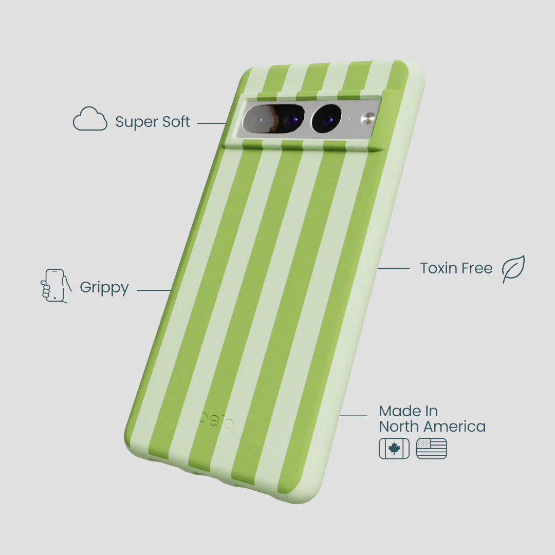 Sage Green Meadow Stripes Google Pixel 7 Pro Case - Image 3
