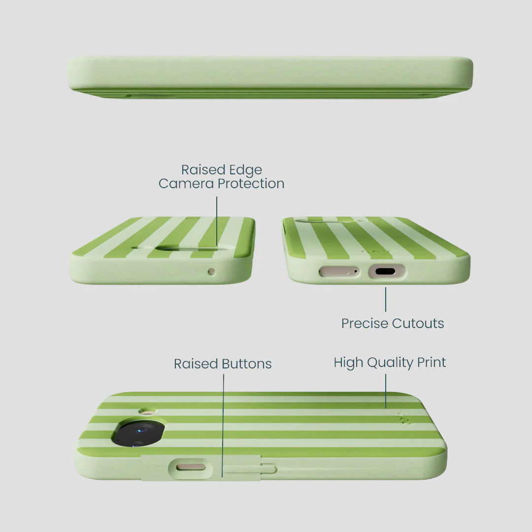 Sage Green Meadow Stripes Google Pixel 9a Case - Image 2