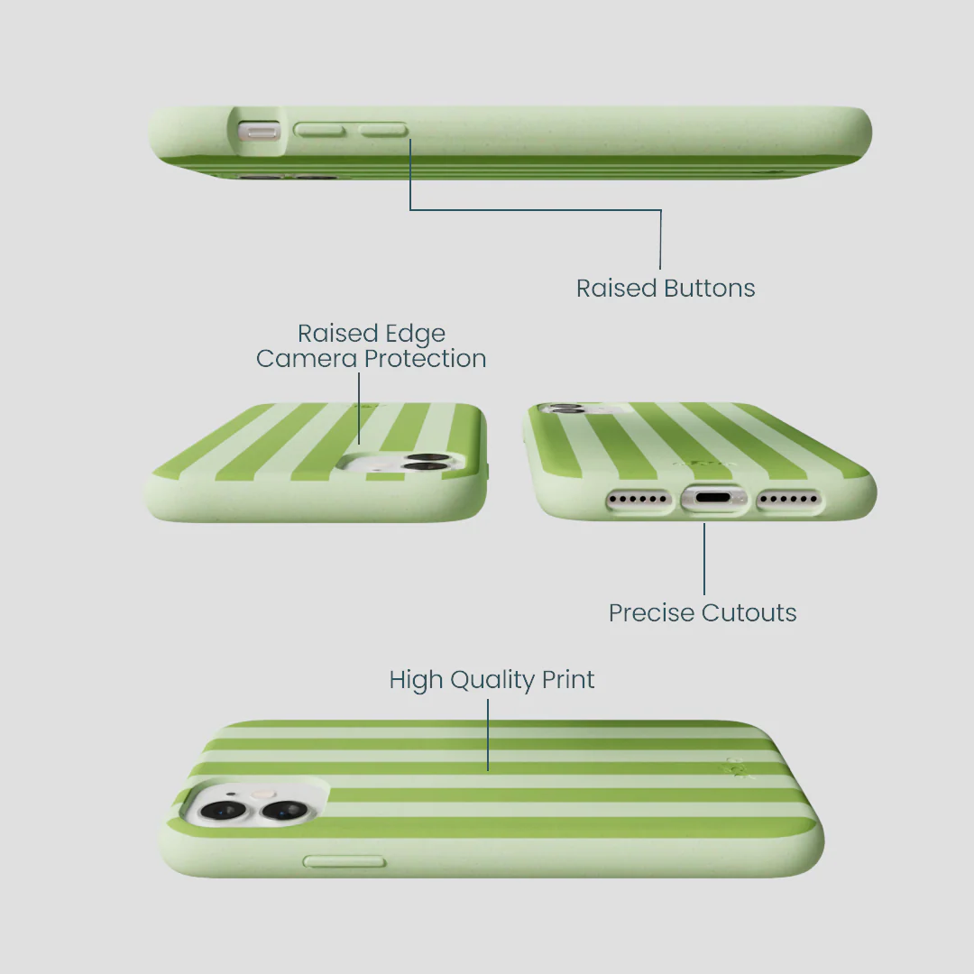 Sage Green Meadow Stripes iPhone 11 Case - Image 3