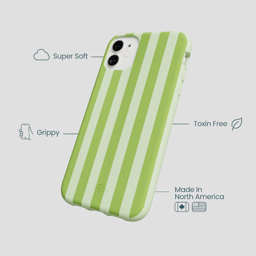 Sage Green Meadow Stripes iPhone 11 Case - Image 4