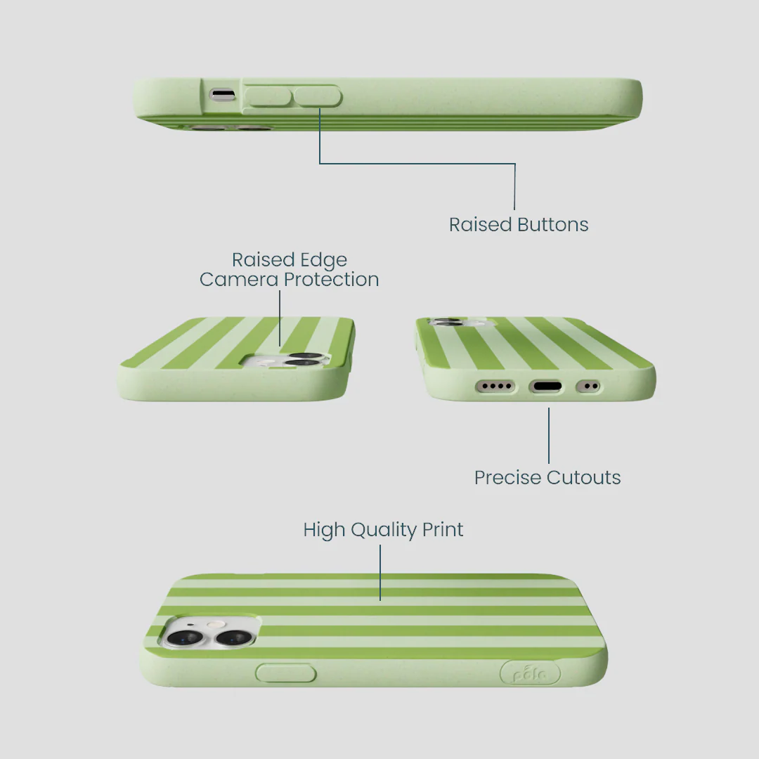 Sage Green Meadow Stripes iPhone 12 Mini Case - Image 3