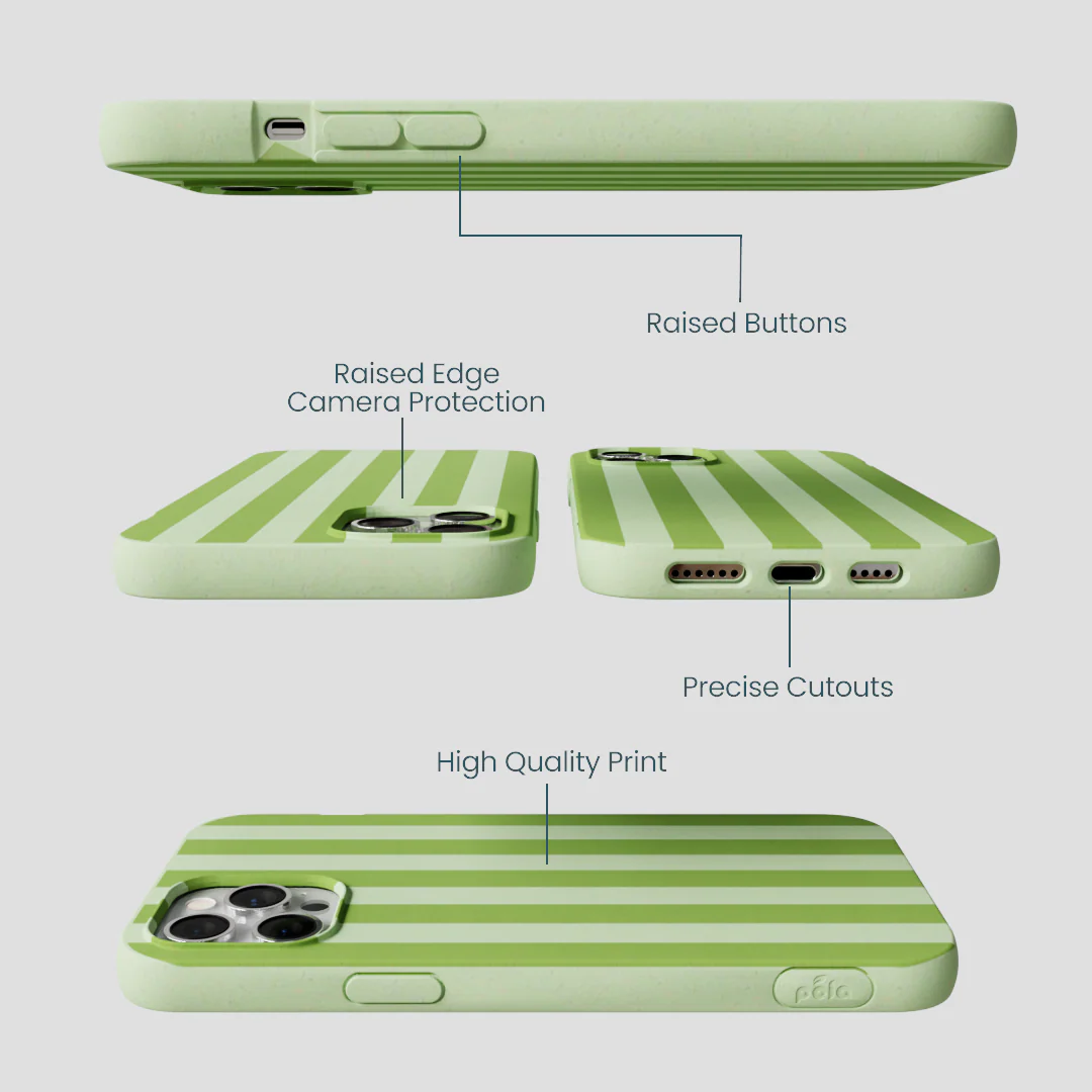 Sage Green Meadow Stripes iPhone 12 Pro Max Case - Image 3