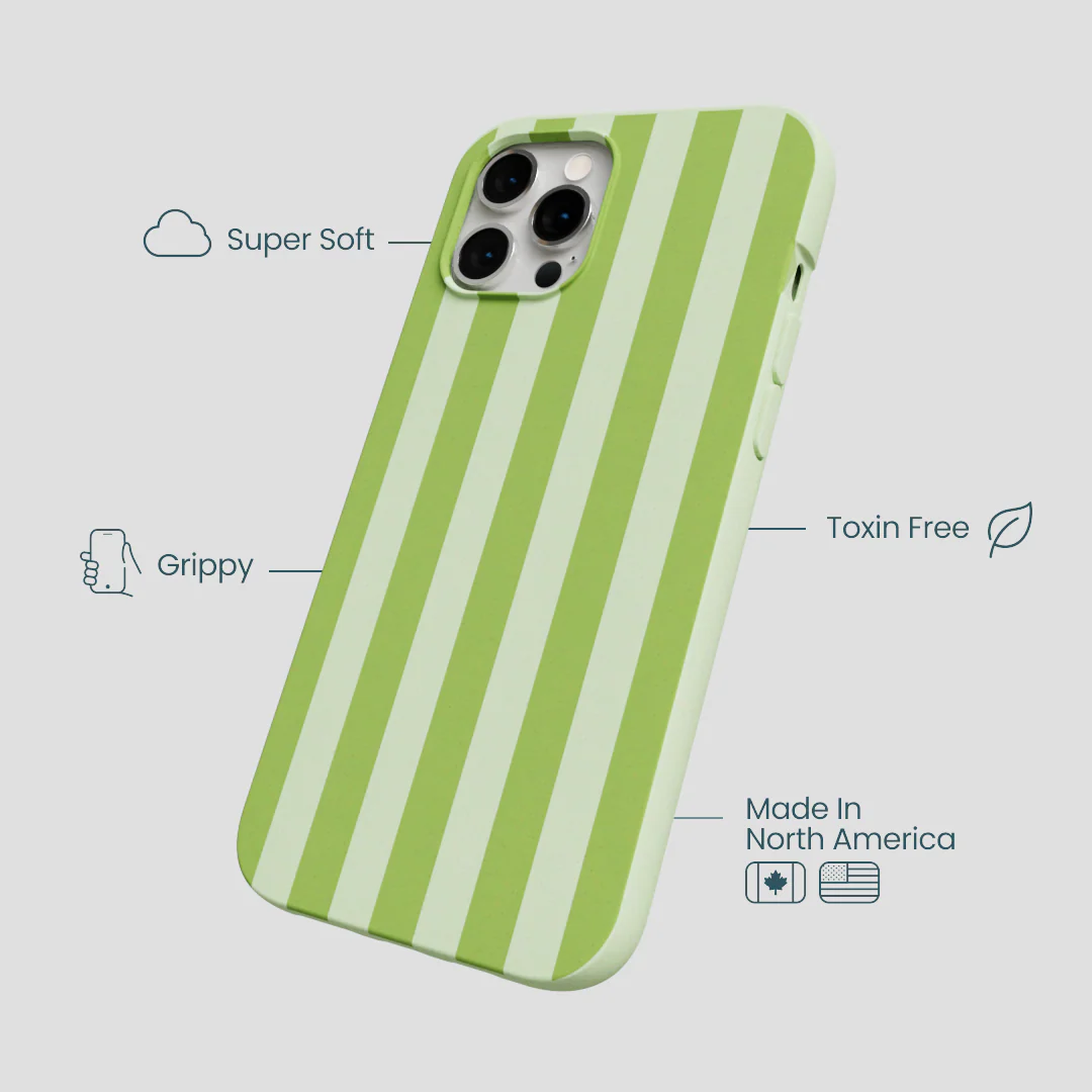 Sage Green Meadow Stripes iPhone 12 Pro Max Case - Image 4