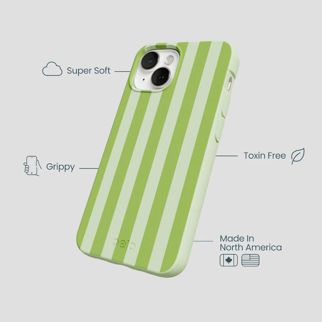 Sage Green Meadow Stripes iPhone 13 Case - Image 4