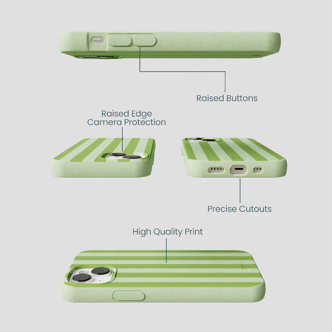 Sage Green Meadow Stripes iPhone 13 Mini Case - Image 3