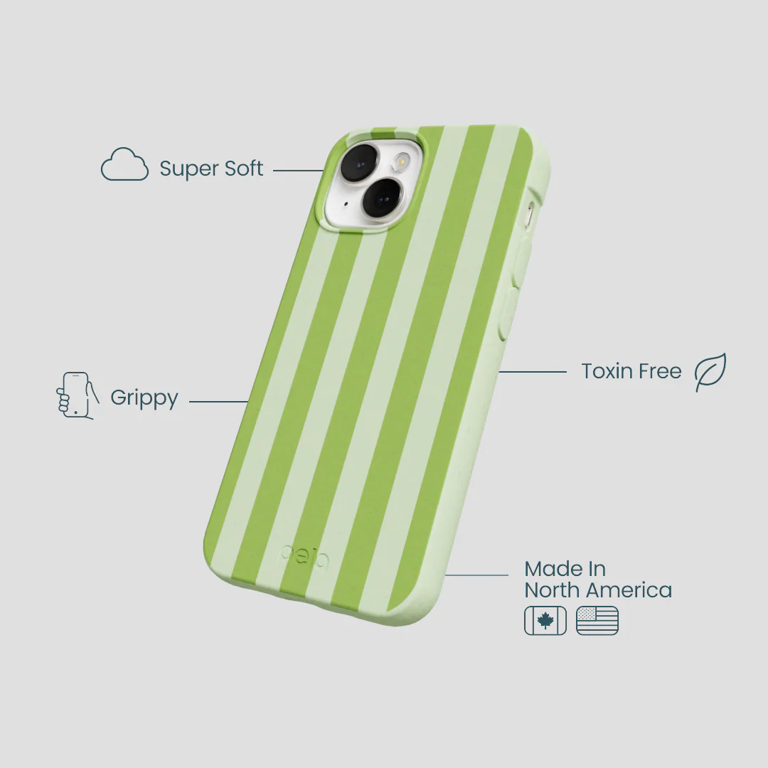 Sage Green Meadow Stripes iPhone 13 Mini Case - Image 4