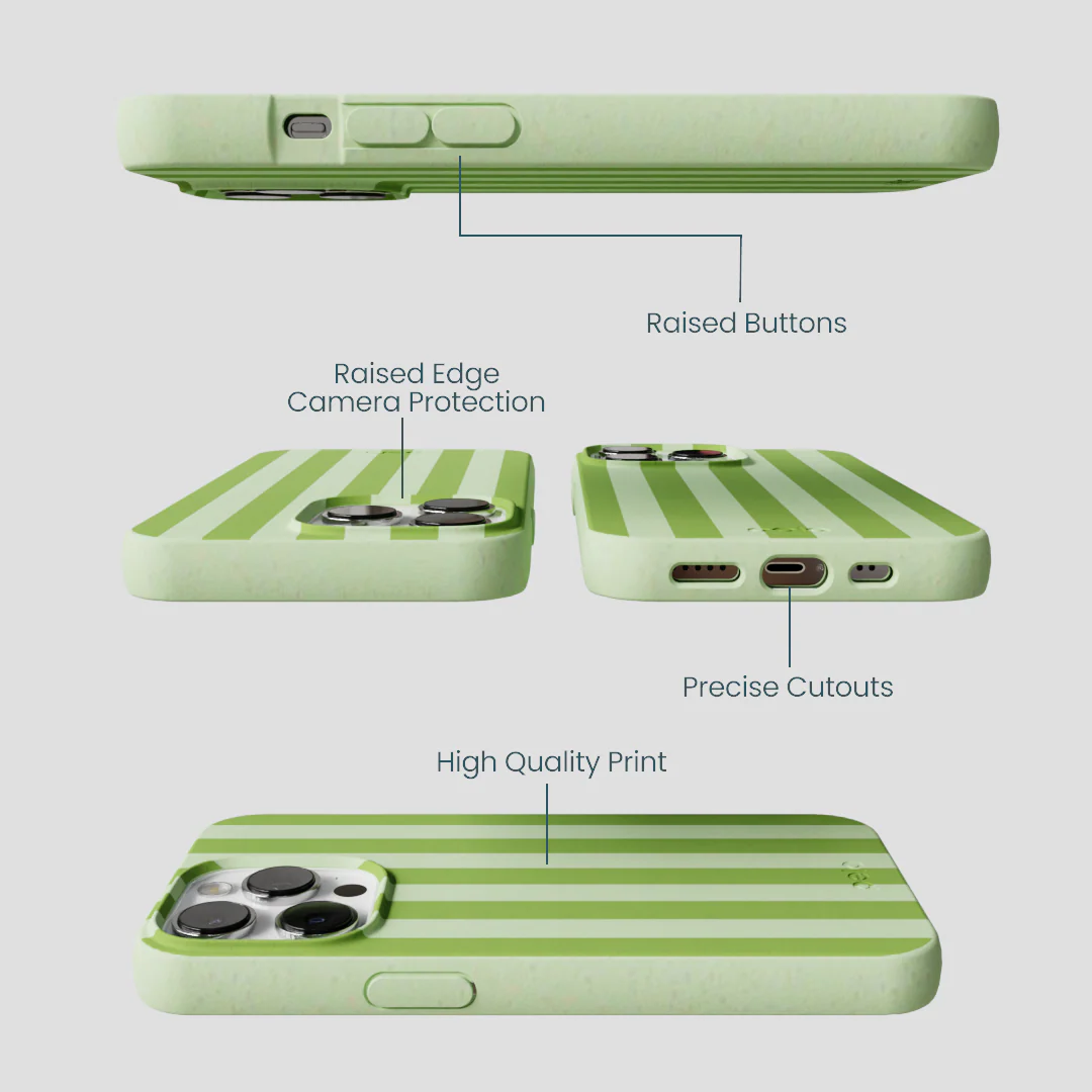 Sage Green Meadow Stripes iPhone 13 Pro Max Case - Image 3