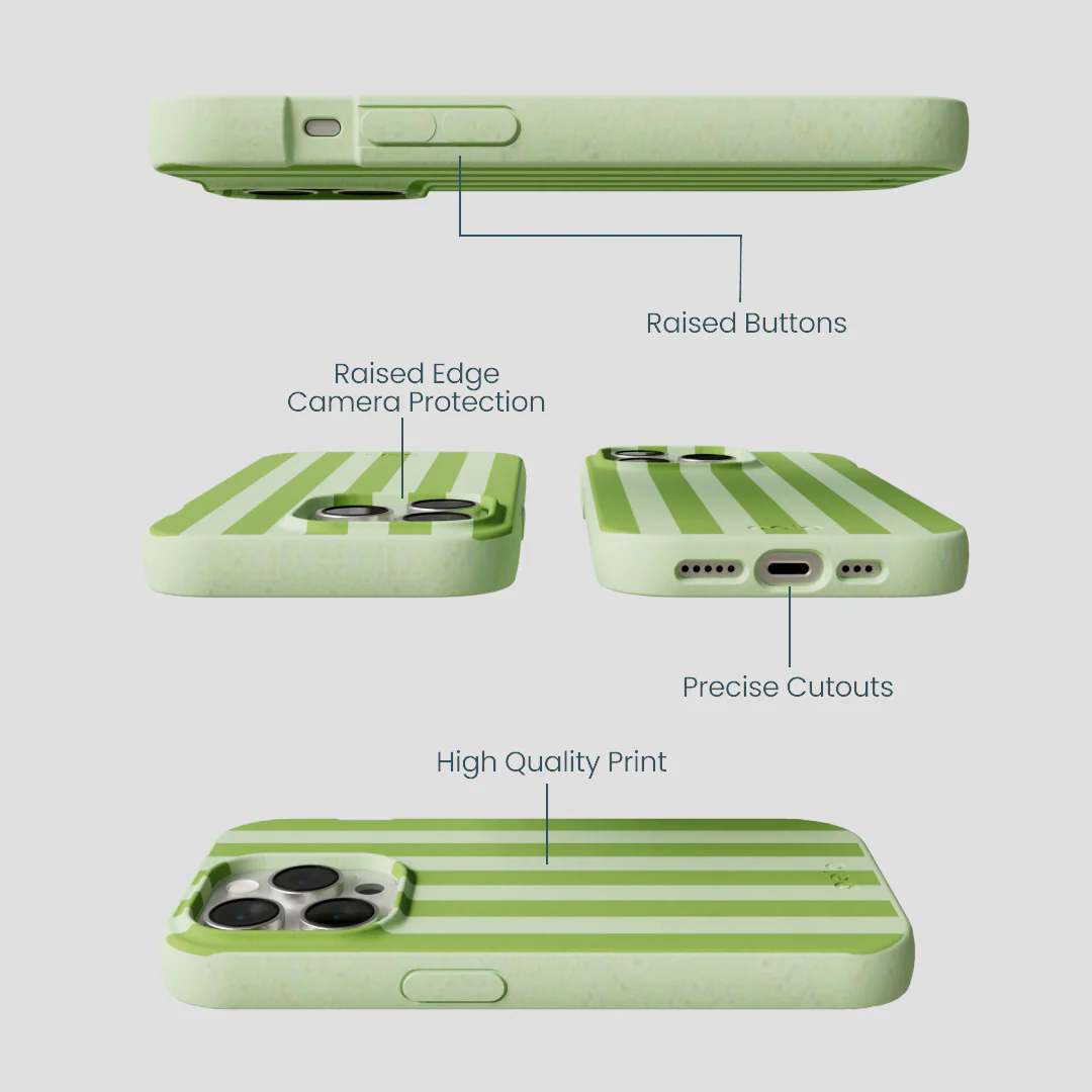 Sage Green Meadow Stripes iPhone 14 Pro Case - Image 3