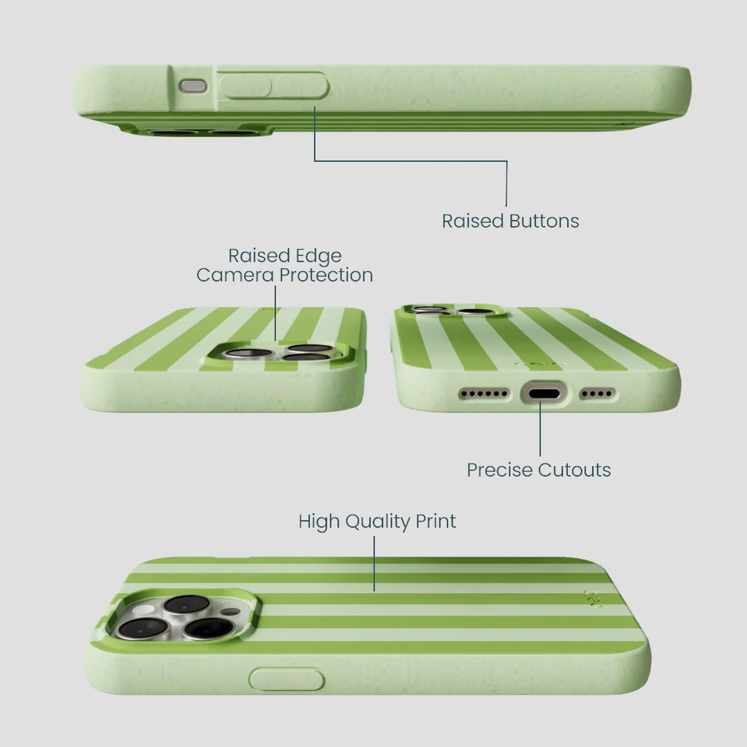 Sage Green Meadow Stripes iPhone 14 Pro Max Case - Image 3