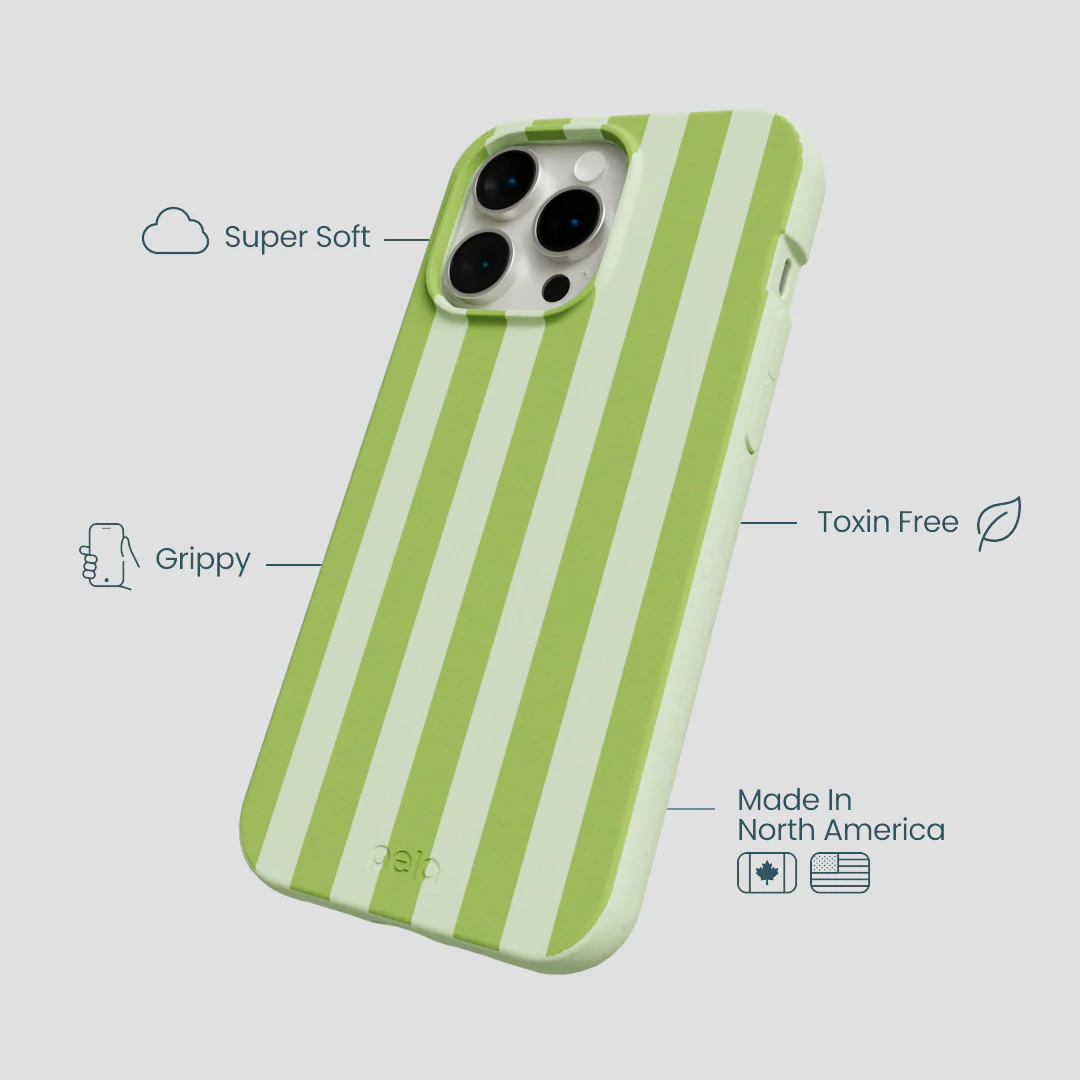 Sage Green Meadow Stripes iPhone 14 Pro Max Case - Image 4