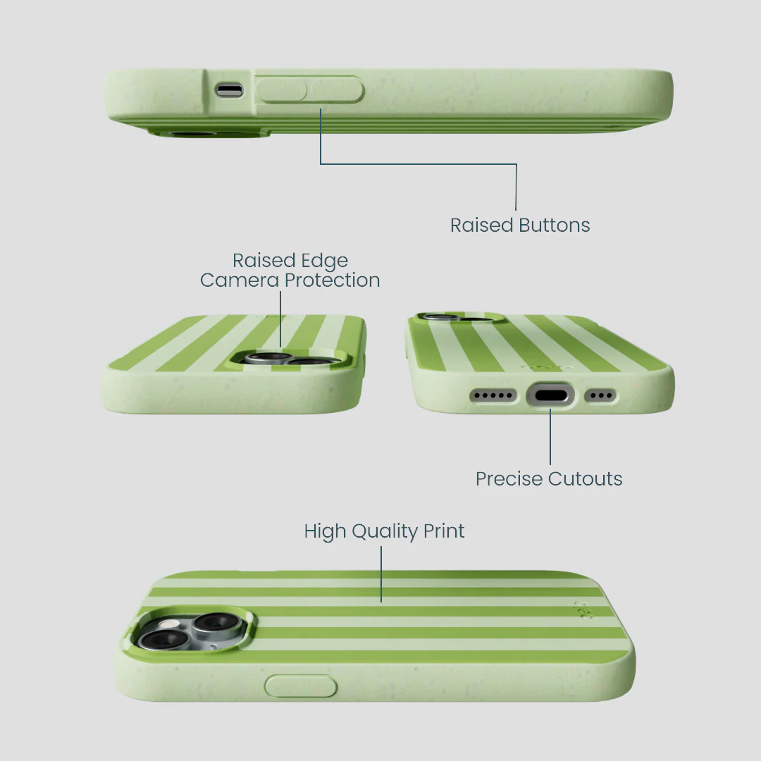 Sage Green Meadow Stripes iPhone 15 Case - Image 3