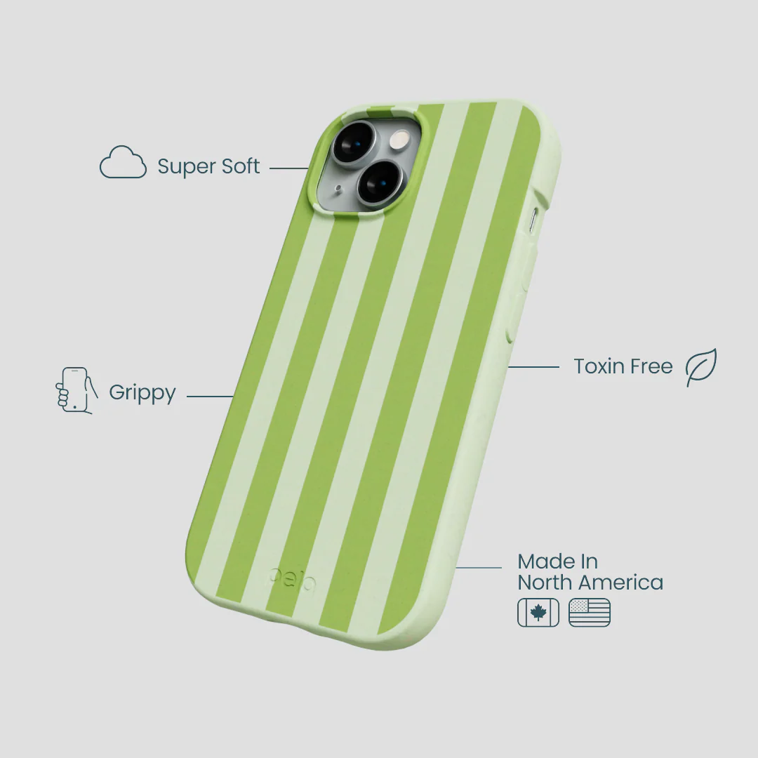 Sage Green Meadow Stripes iPhone 15 Case - Image 4