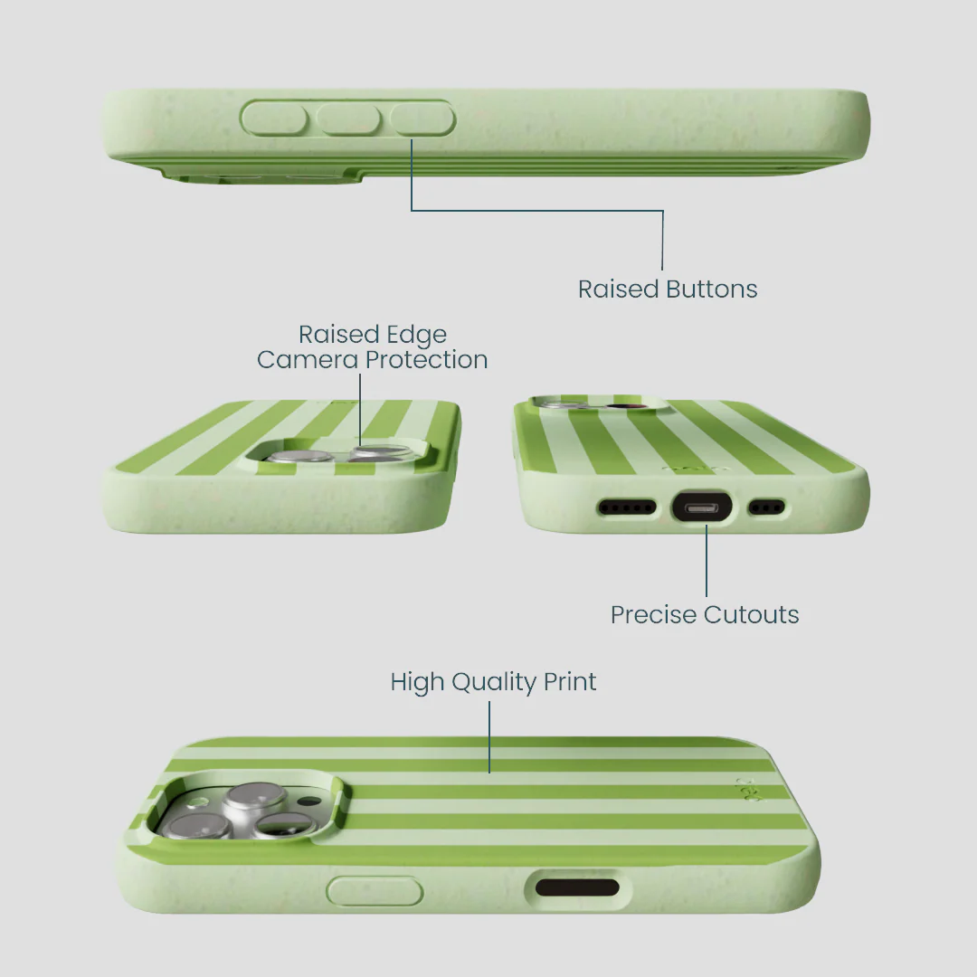 Sage Green Meadow Stripes iPhone 16 Pro Case - Image 3