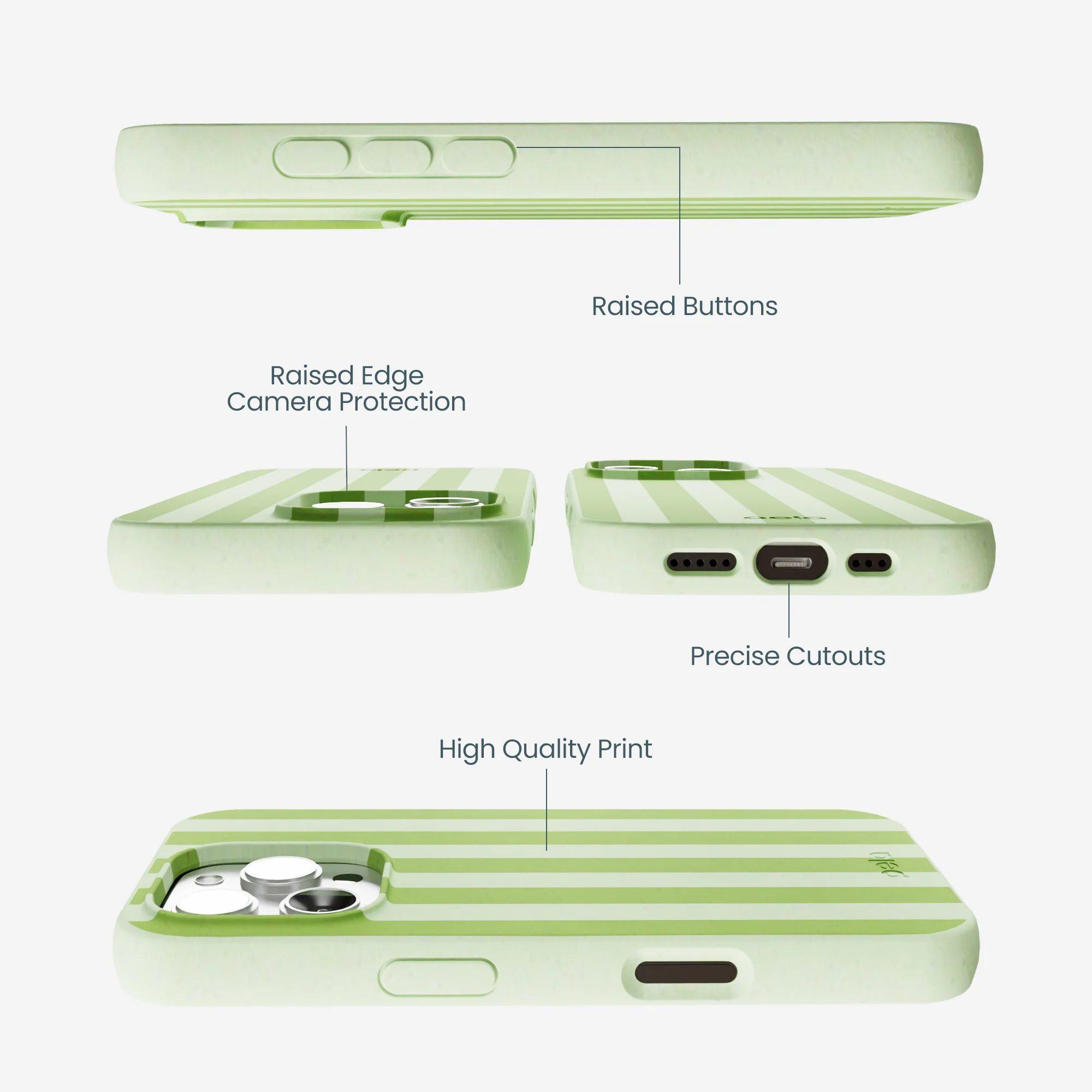 Sage Green Meadow Stripes iPhone 16 Pro Max Case - Image 3