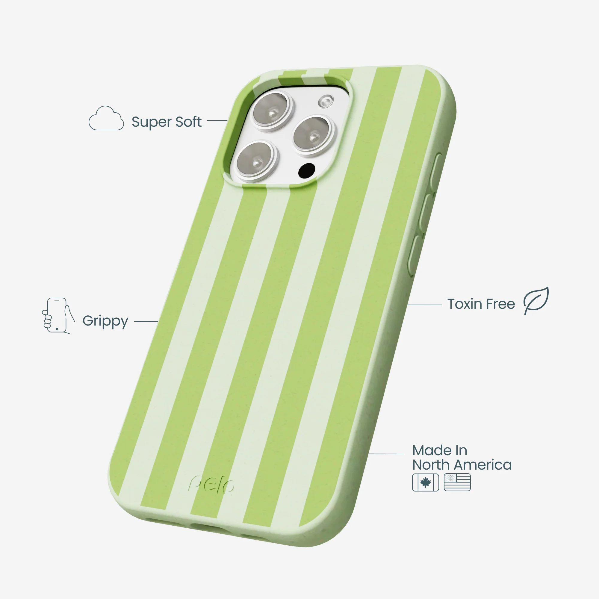 Sage Green Meadow Stripes iPhone 16 Pro Max Case - Image 4