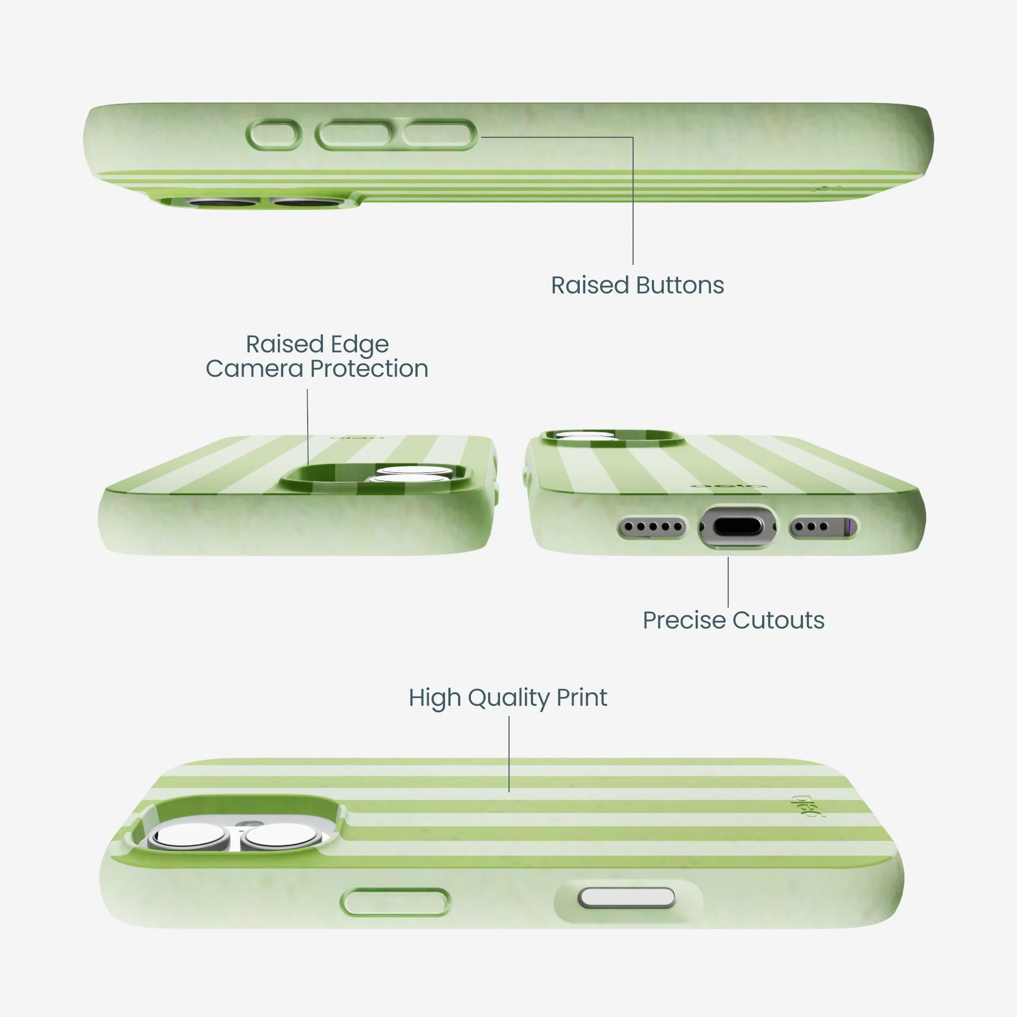 Sage Green Meadow Stripes iPhone 17 Case - Image 3