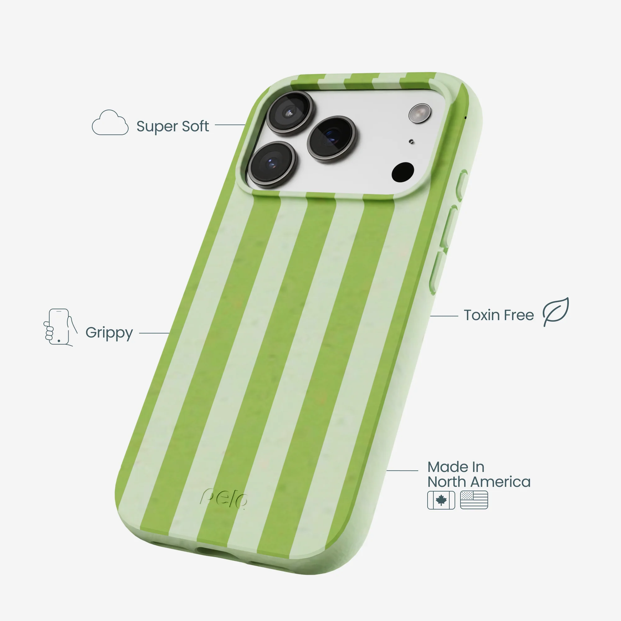 Sage Green Meadow Stripes iPhone 17 Pro Case - Image 4