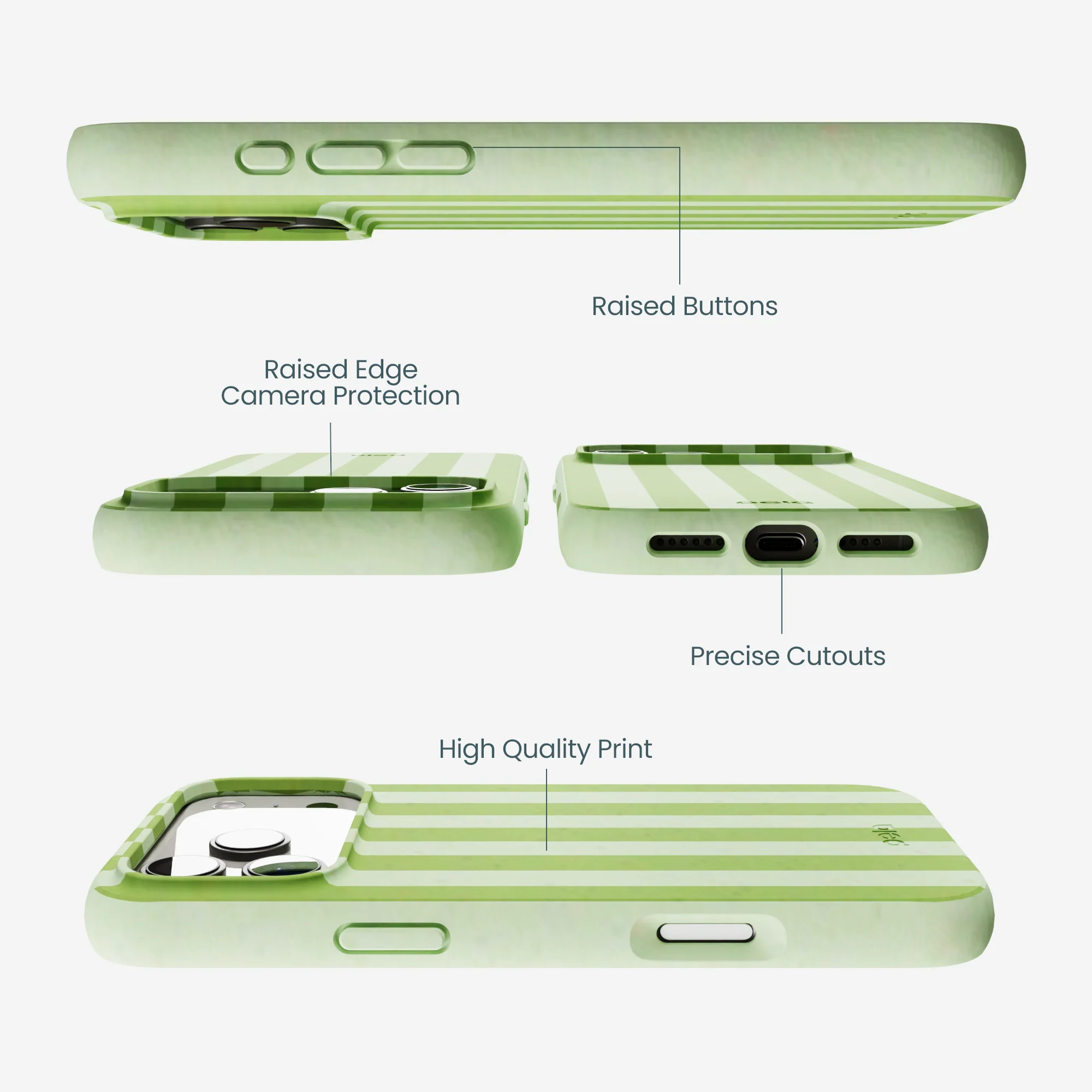 Sage Green Meadow Stripes iPhone 17 Pro Max Case - Image 3