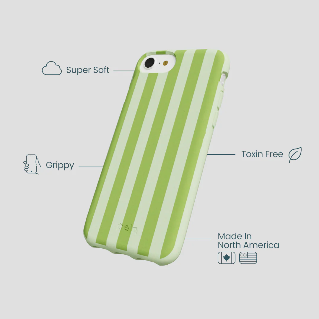Sage Green Meadow Stripes iPhone 6/6s/7/8/SE Case - Image 4