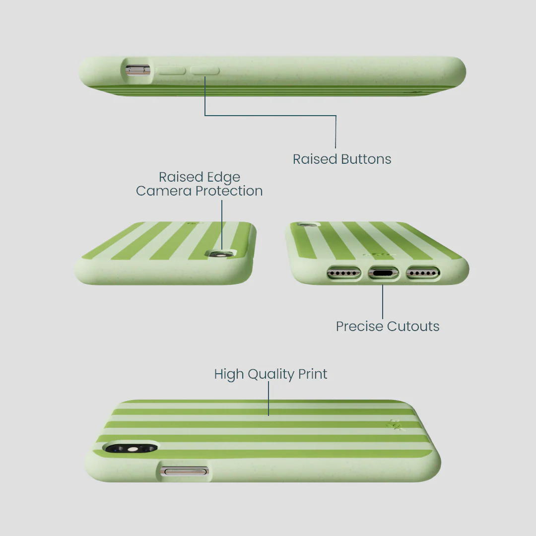 Sage Green Meadow Stripes iPhone XR Case - Image 3