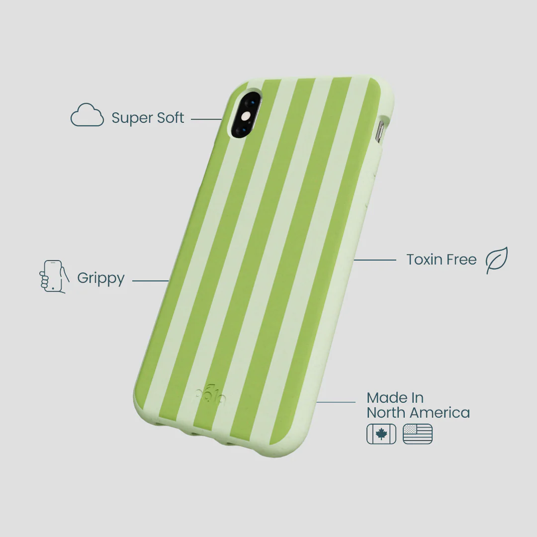 Sage Green Meadow Stripes iPhone XR Case - Image 4