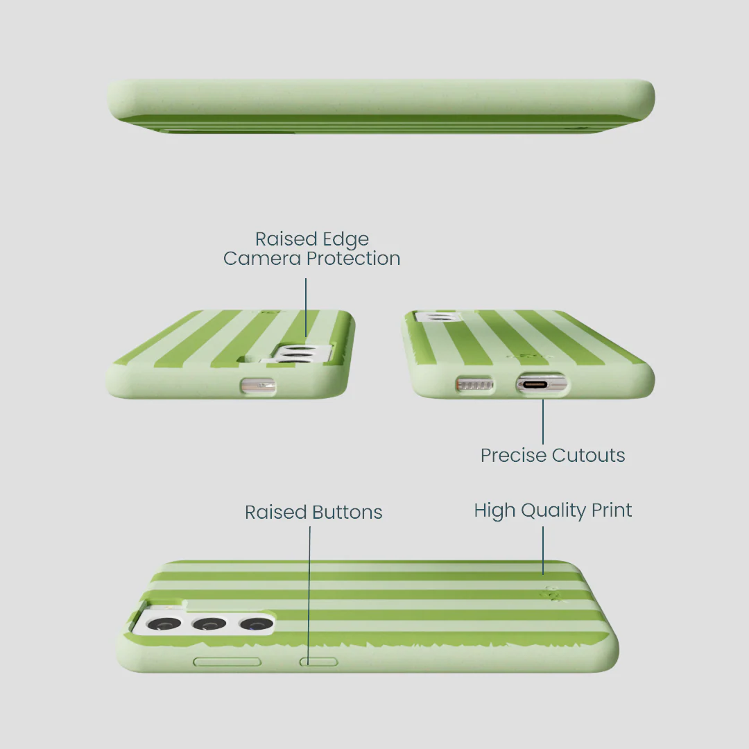 Sage Green Meadow Stripes Samsung Galaxy S21 Case - Image 2
