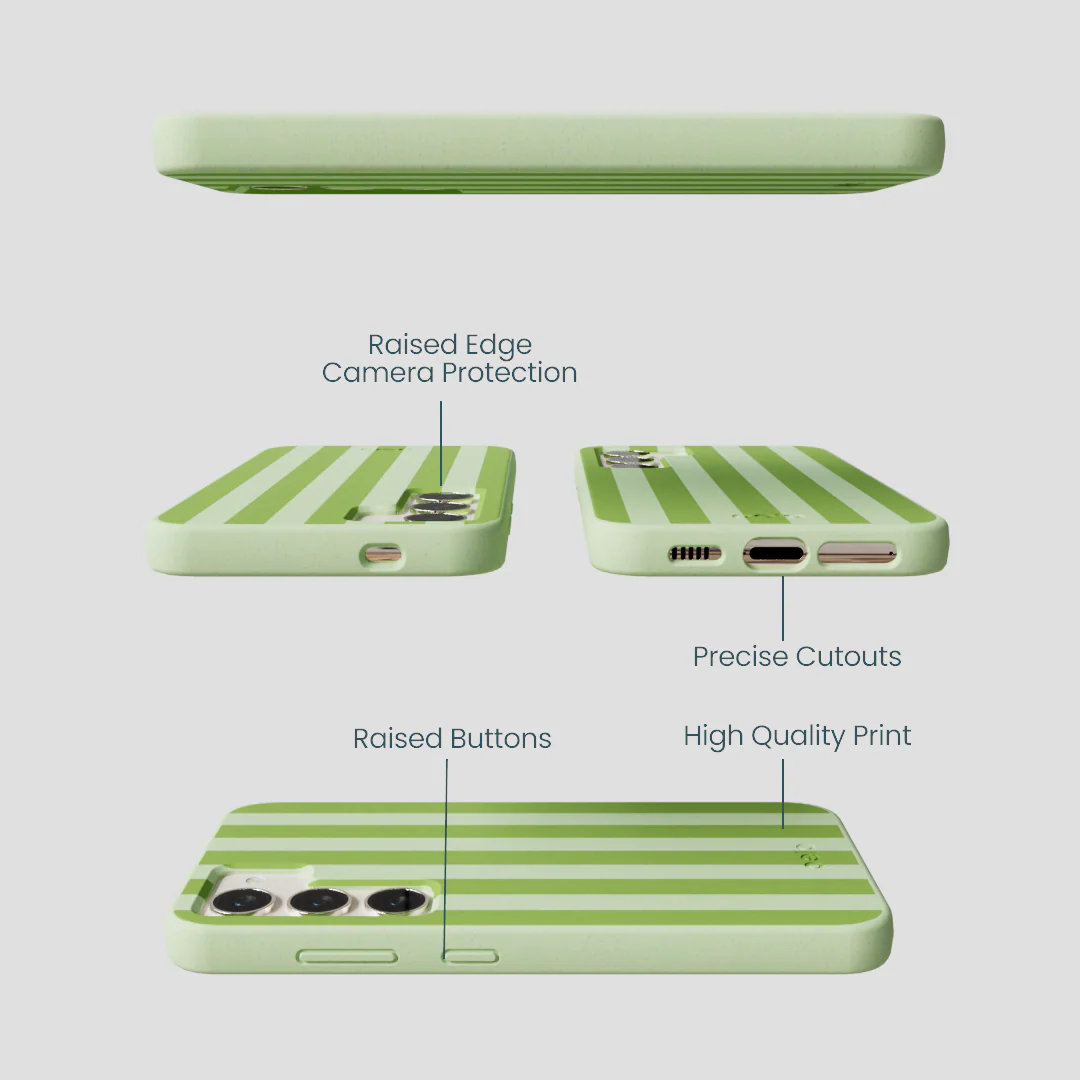 Sage Green Meadow Stripes Samsung Galaxy S23 Case - Image 2