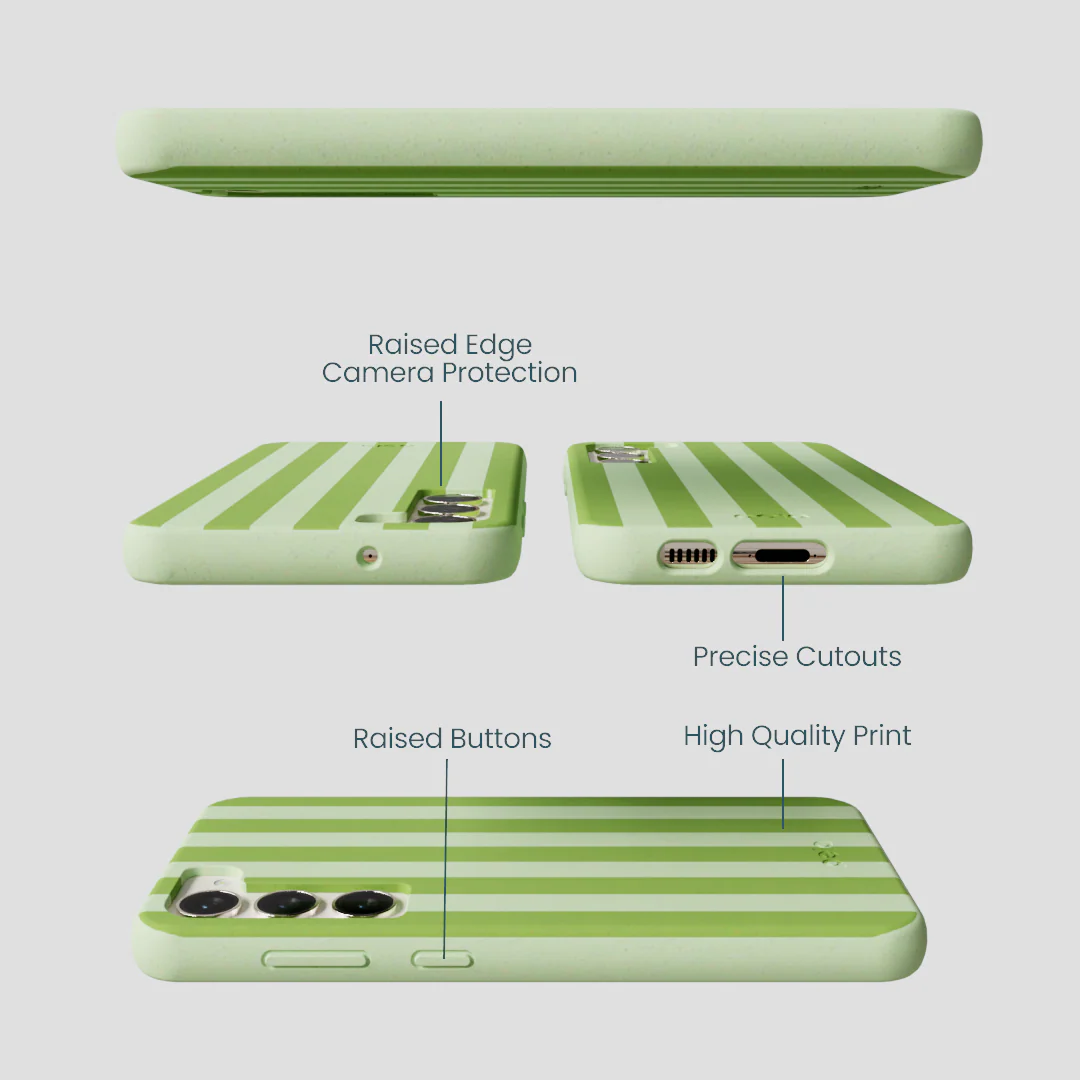 Sage Green Meadow Stripes Samsung Galaxy S23+(Plus) Case - Image 2