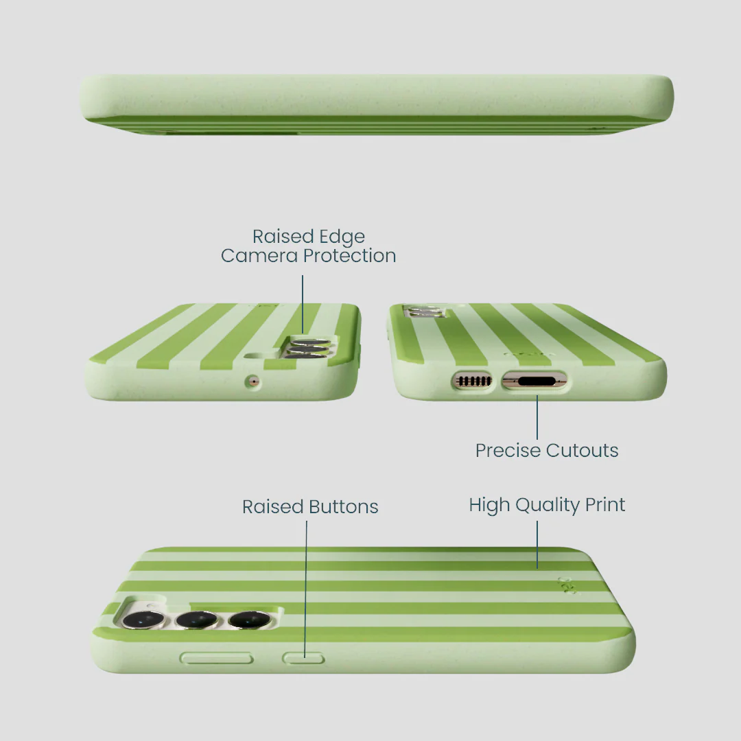 Sage Green Meadow Stripes Samsung Galaxy S24+(Plus) Case - Image 2