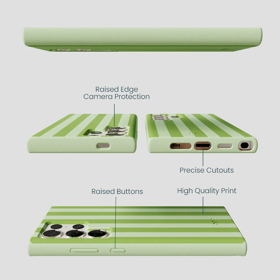 Sage Green Meadow Stripes Samsung Galaxy S24 Ultra Case - Image 2