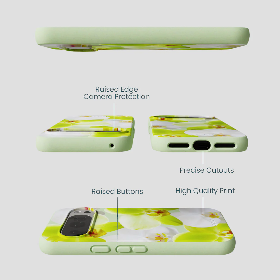 Sage Green Orchid Blooms Google Pixel 10/10 Pro Case - Image 2