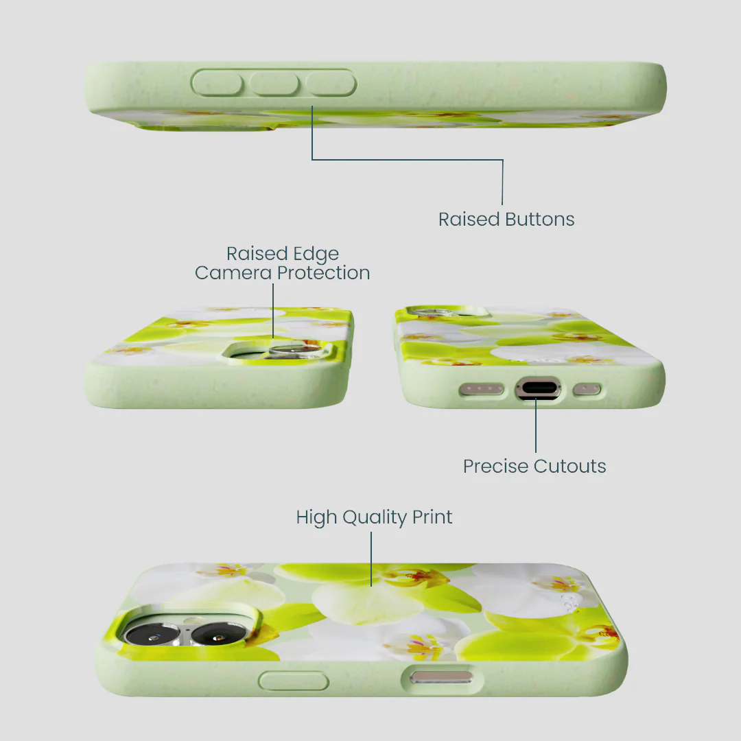 Sage Green Orchid Blooms iPhone 16 Case - Image 3