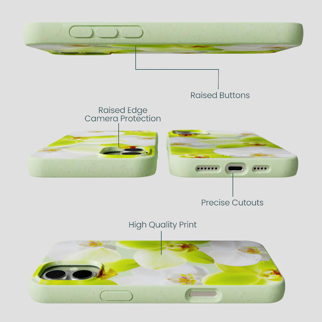 Sage Green Orchid Blooms iPhone 16 Plus Case - Image 3