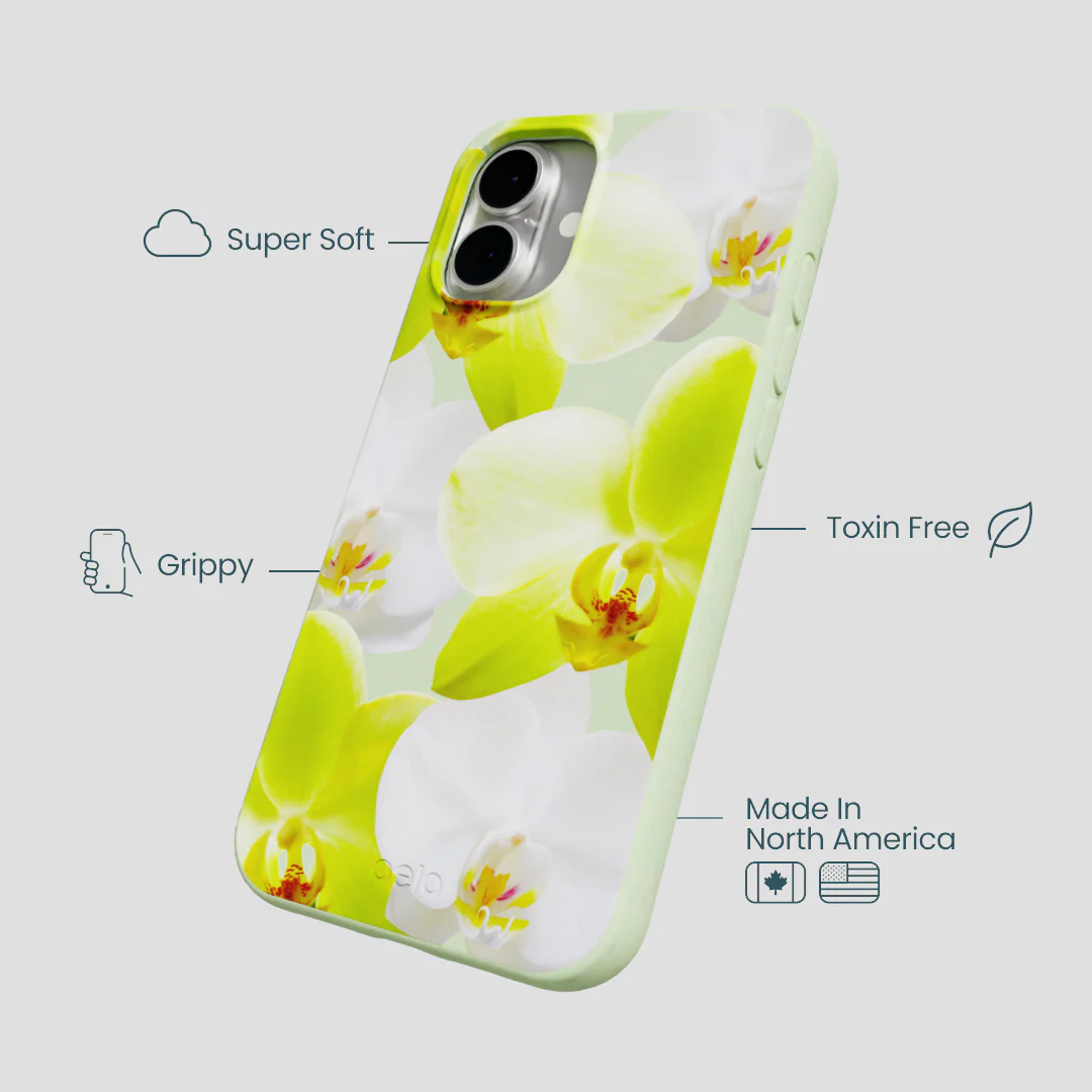 Sage Green Orchid Blooms iPhone 16 Plus Case - Image 4