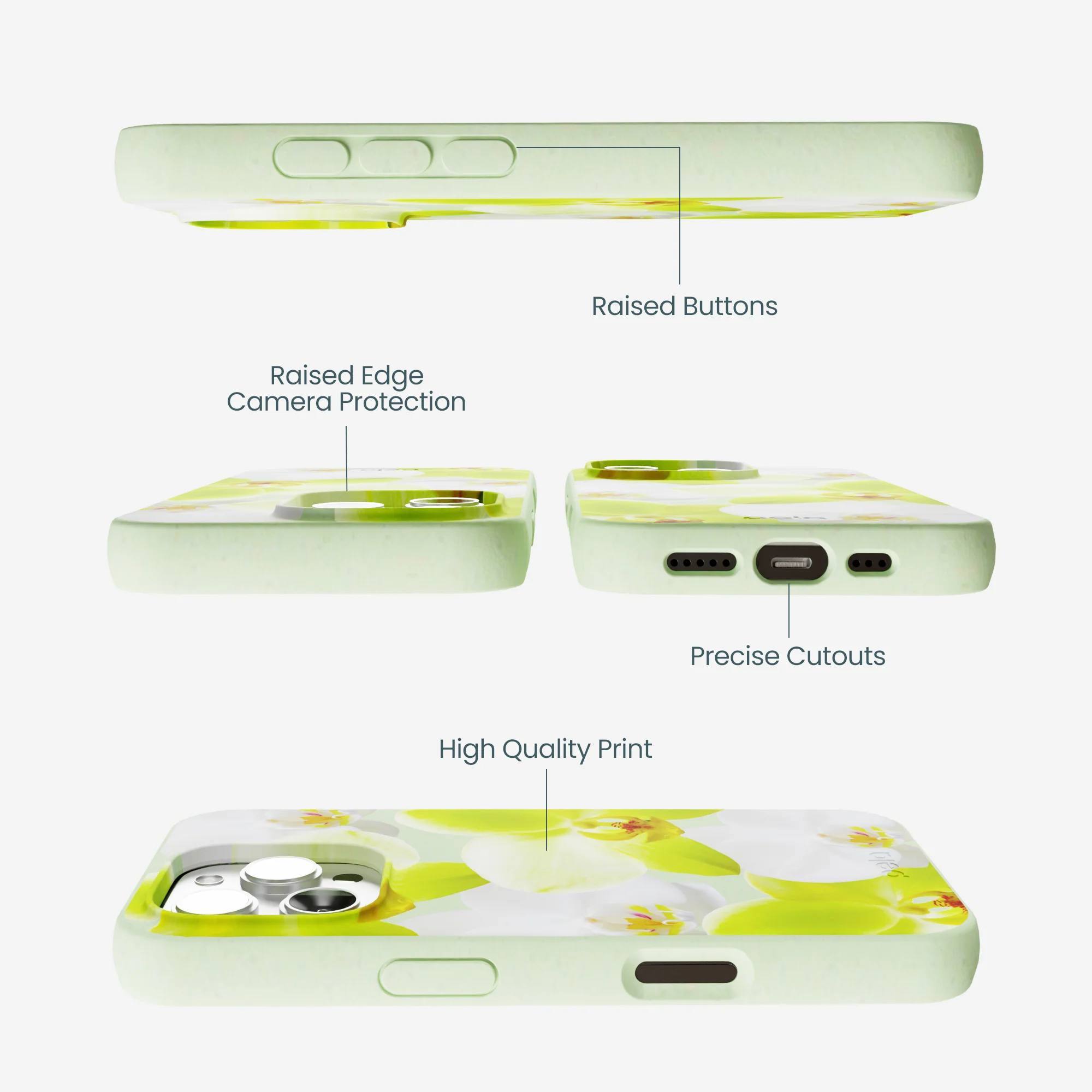 Sage Green Orchid Blooms iPhone 16 Pro Max Case - Image 3