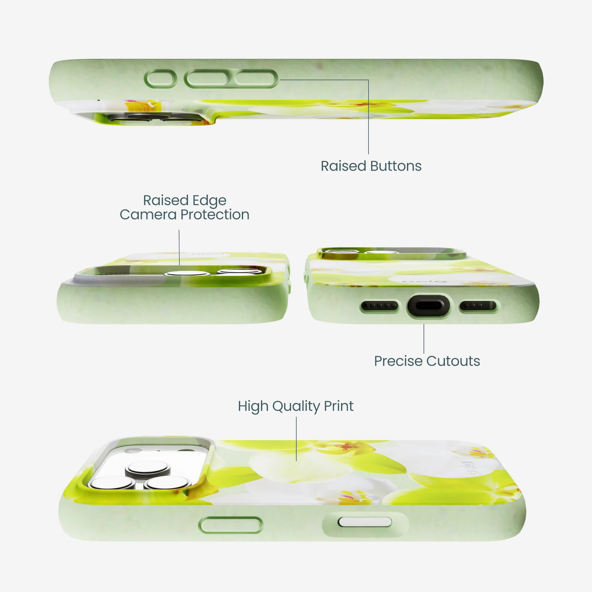 Sage Green Orchid Blooms iPhone 17 Pro Case - Image 3