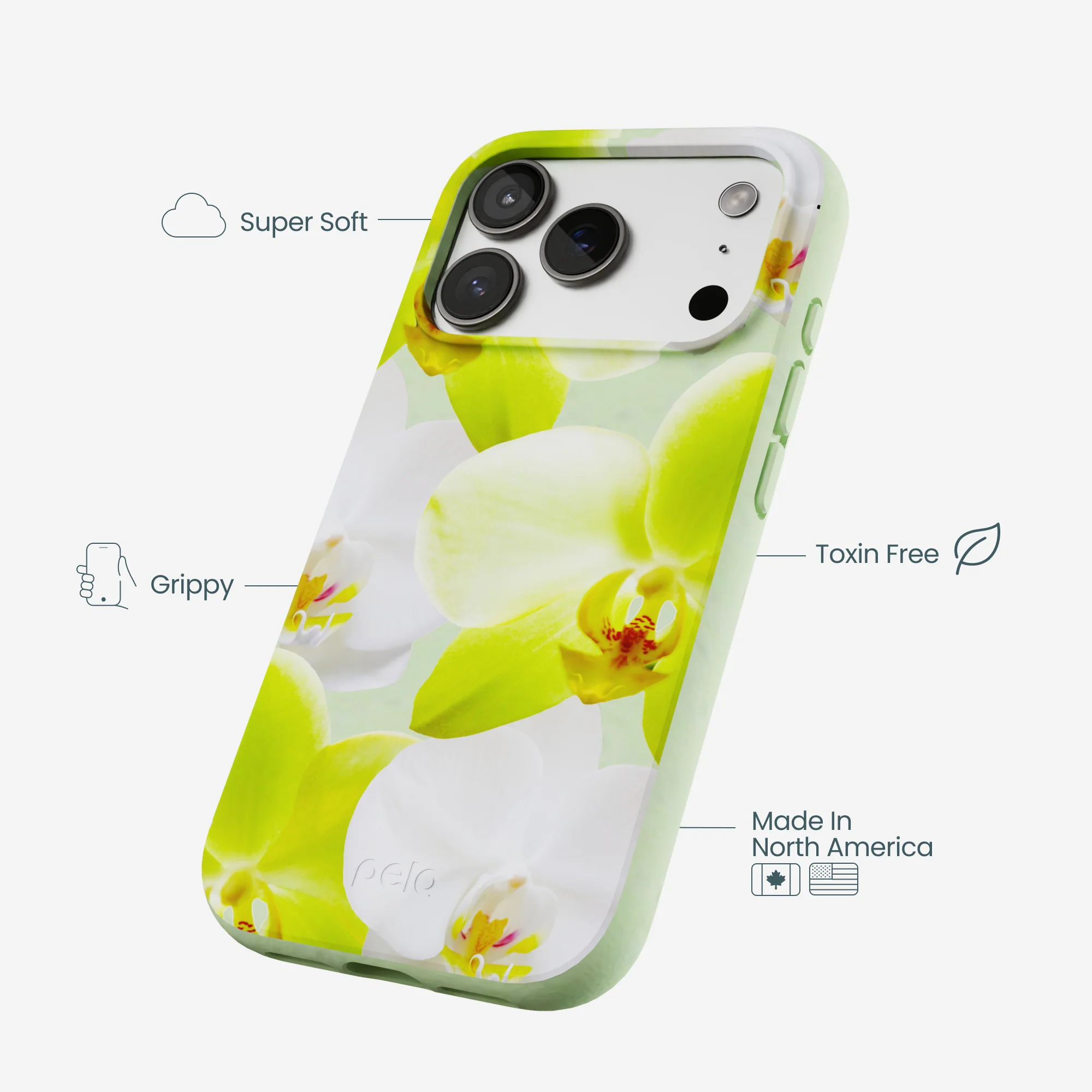 Sage Green Orchid Blooms iPhone 17 Pro Case - Image 4