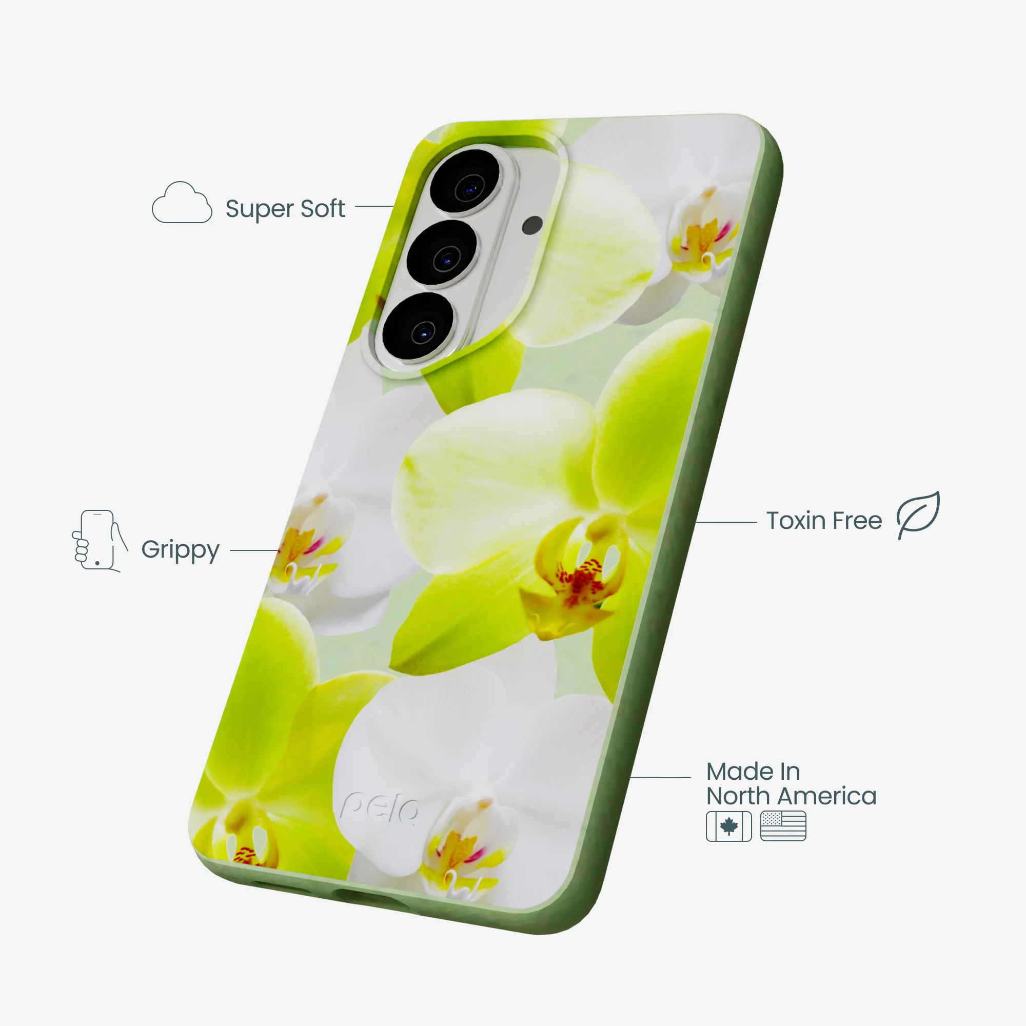 Sage Green Orchid Blooms Samsung Galaxy S26 Case - Image 3