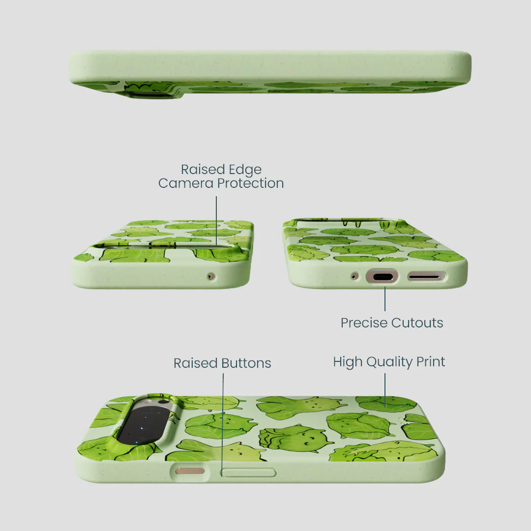 Sage Green Silly Cabbage Google Pixel 9/9 Pro Case - Image 3